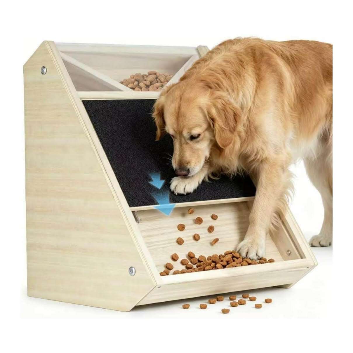 tabla rascador de madera para uñas de perro con dispensador de golosinas base triangular y lija reemplazable ideal para chile
