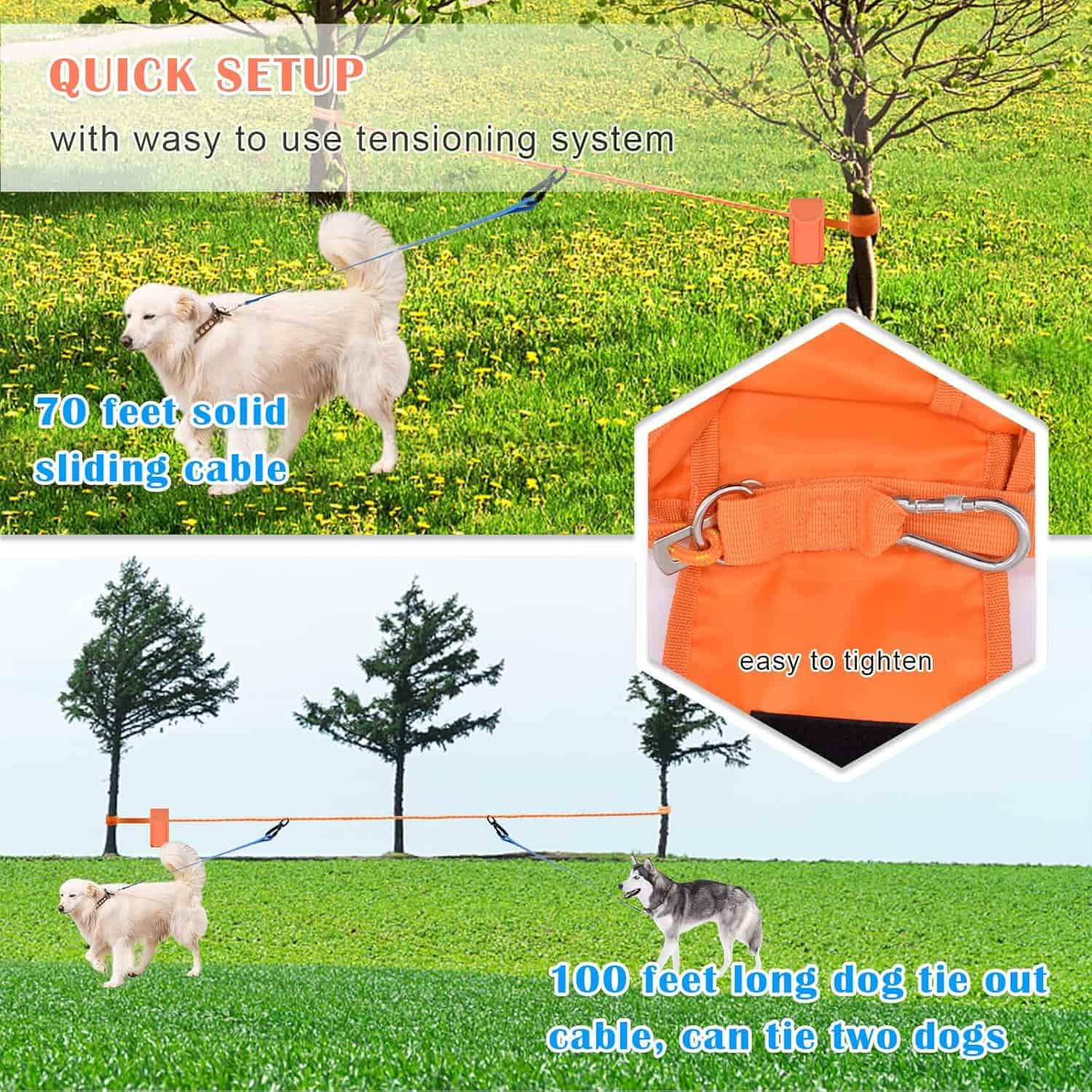 sistema de cable reflectante para perros de 3048 centimetros soporta 136 kilos ideal para camping en chile