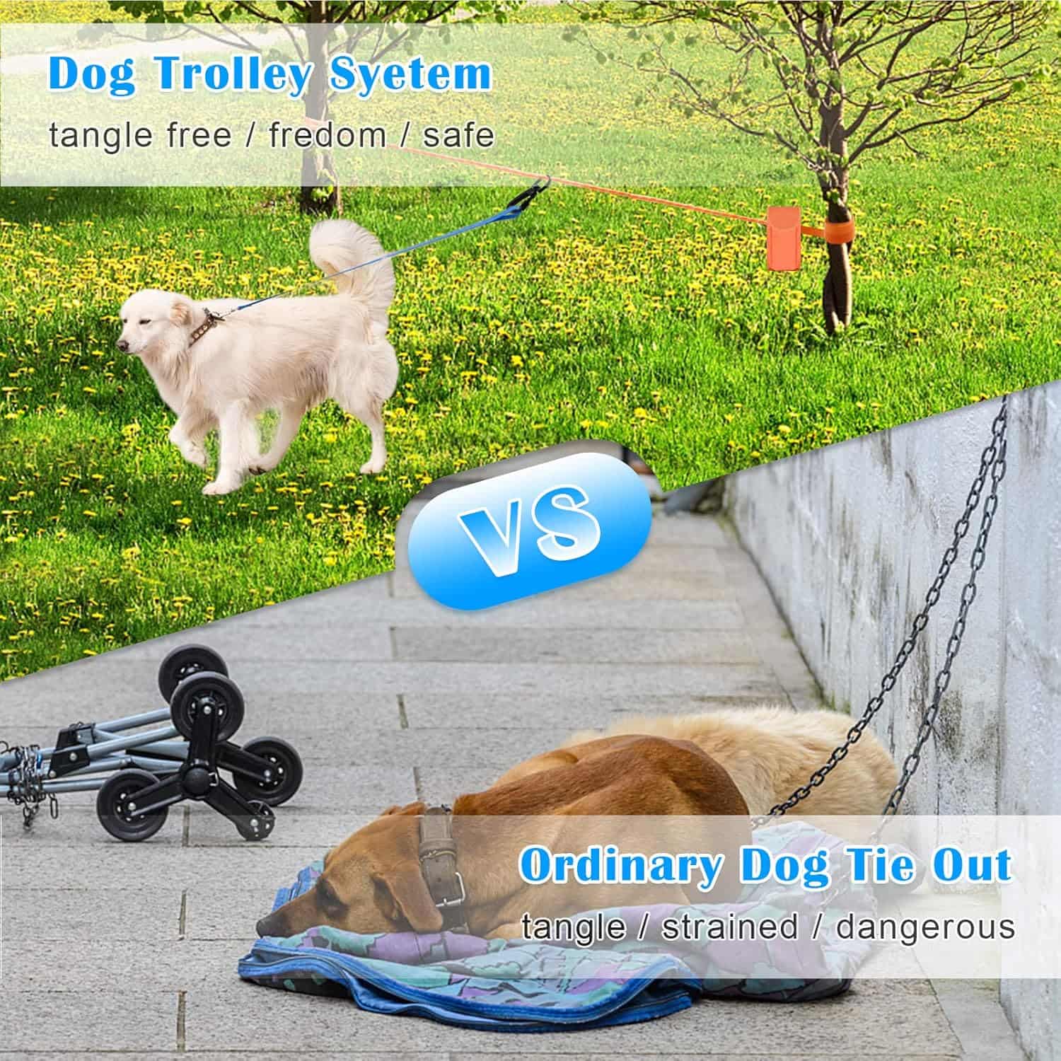 sistema de cable reflectante para perros de 3048 centimetros soporta 136 kilos ideal para camping en chile
