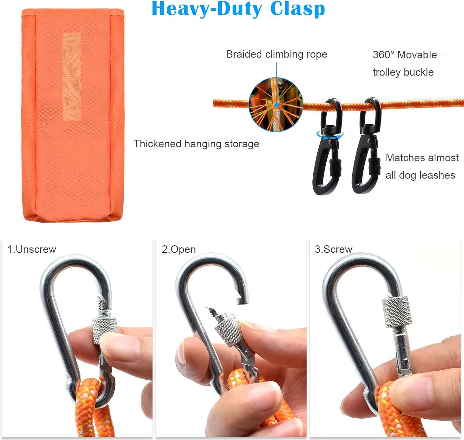 sistema de cable reflectante para perros de 3048 centimetros soporta 136 kilos ideal para camping en chile