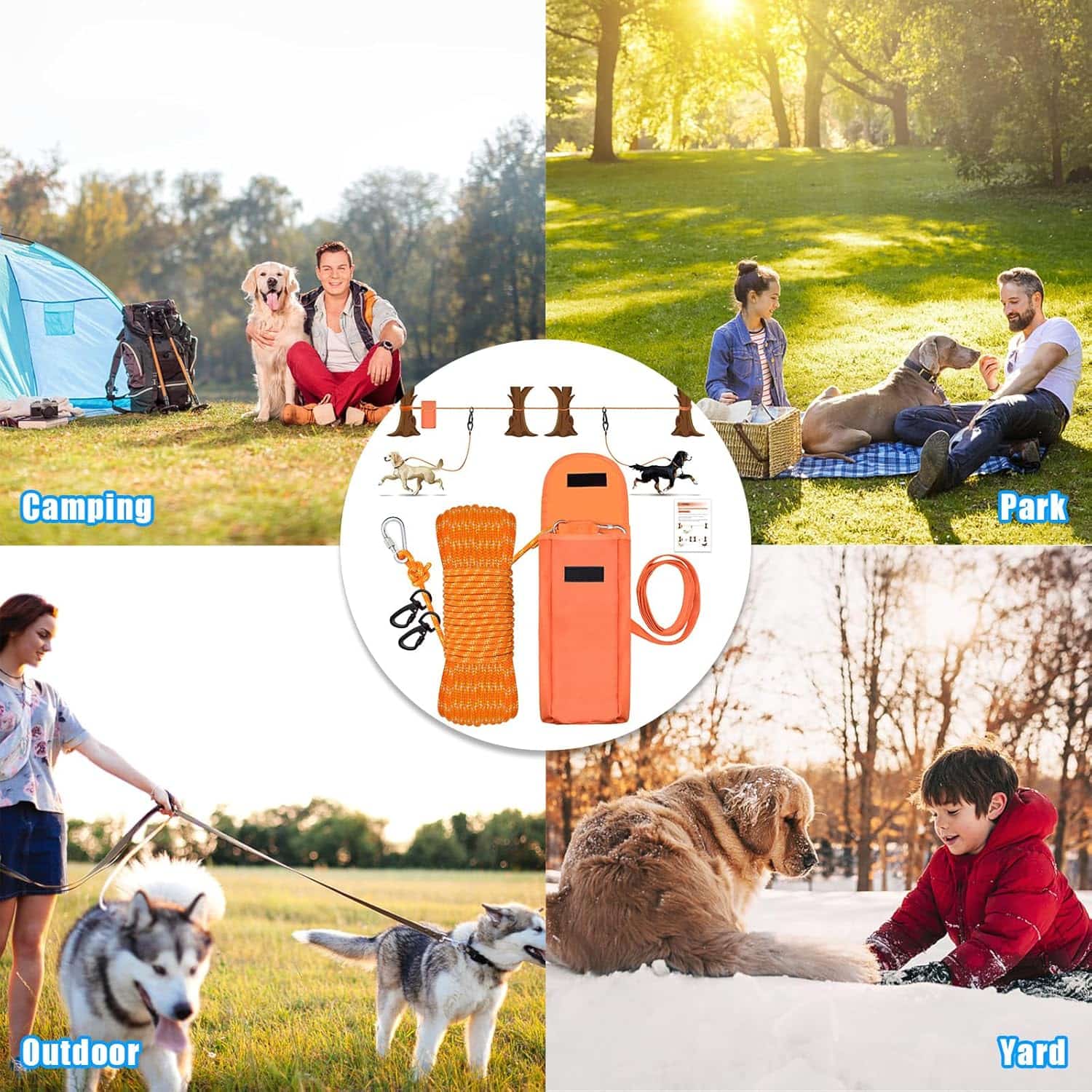 sistema de cable reflectante para perros de 3048 centimetros soporta 136 kilos ideal para camping en chile