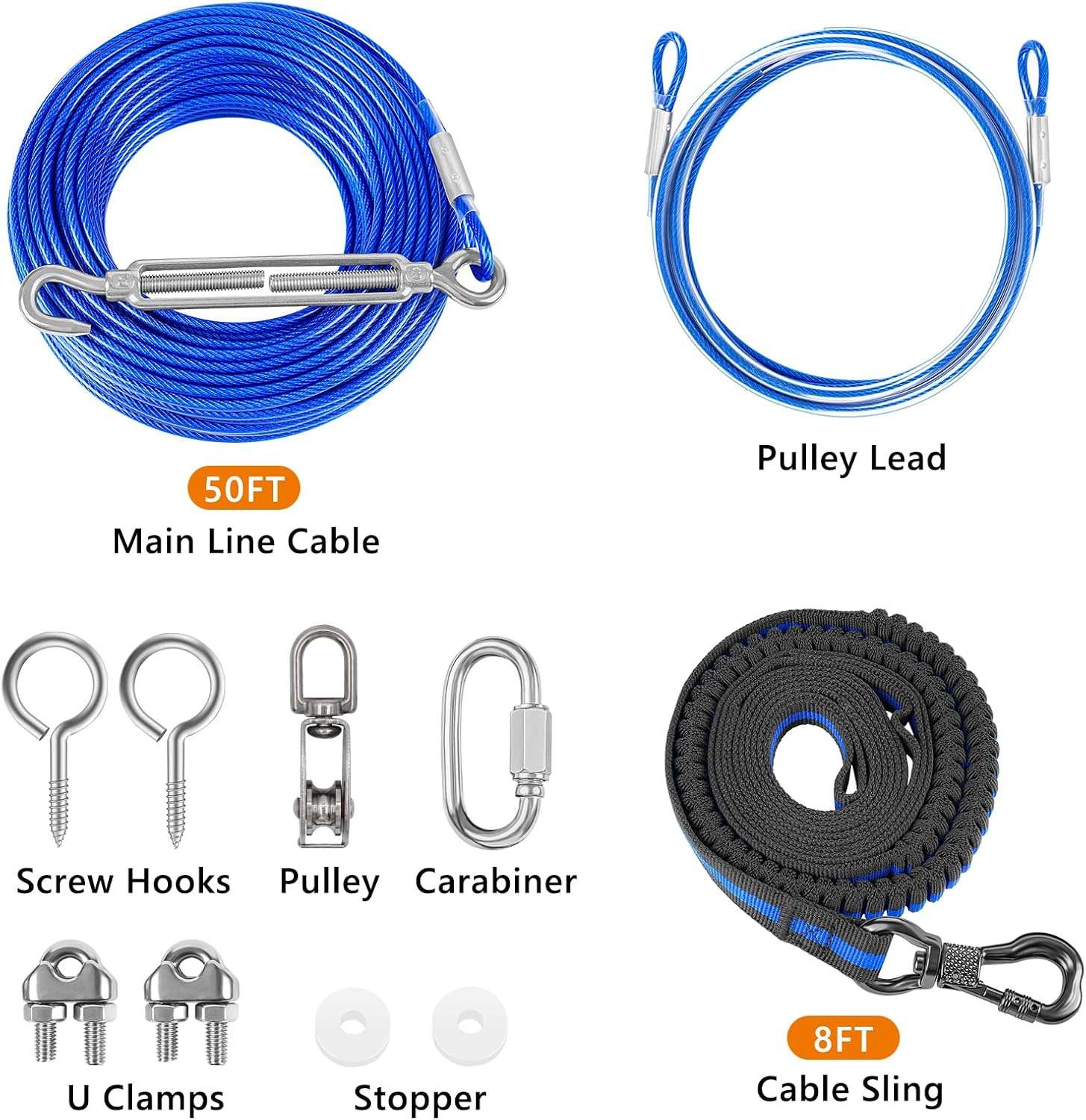 tirolesa aerea para perros de 1524 centimetros con polea elastica de 304.80 centimetros ideal para evitar daños en arboles en chile