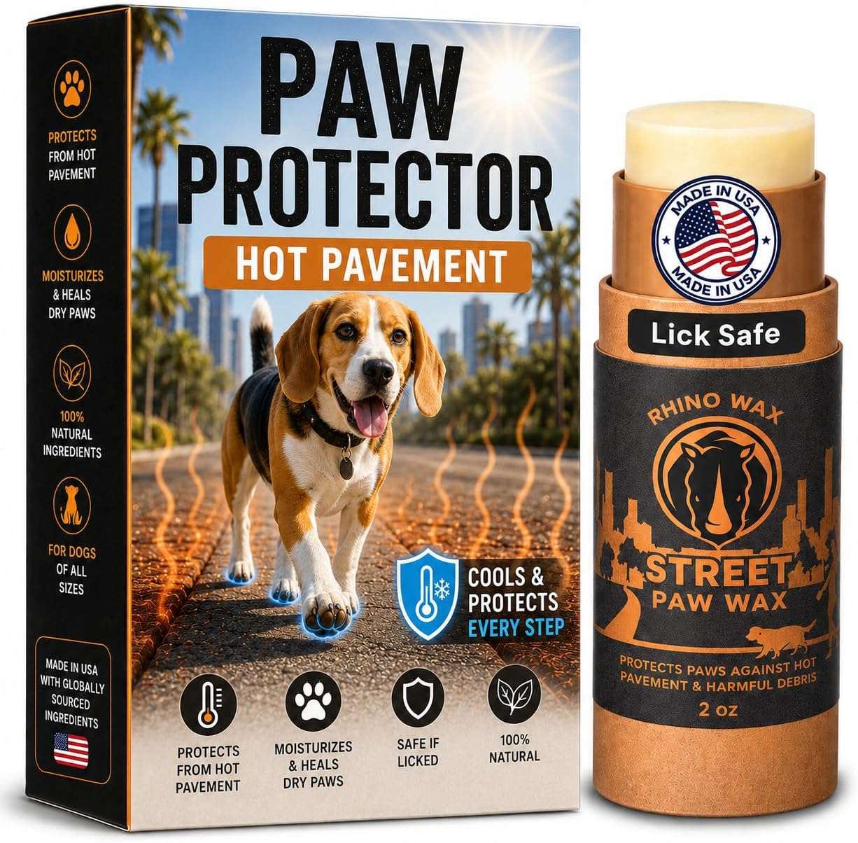 bálsamo protector de patas para perros para proteger contra pavimento caliente y rocas en la calle