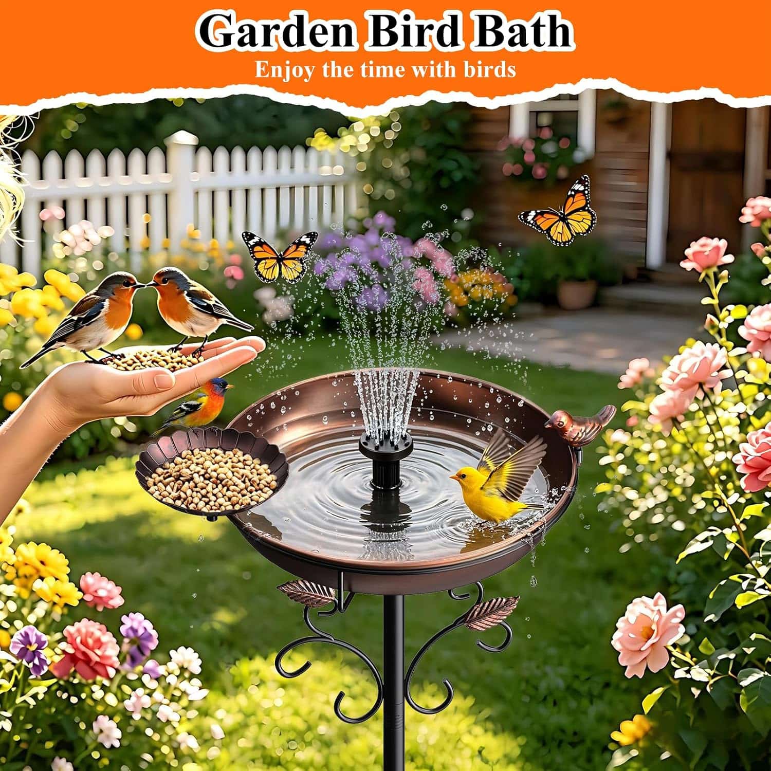 Baño Y Comedero Para Aves De Jardin Base 5 Puntas 128 cm - Imagen 5