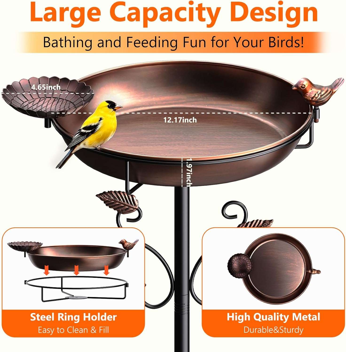 Baño Y Comedero Para Aves De Jardin Base 5 Puntas 128 cm - Imagen 2