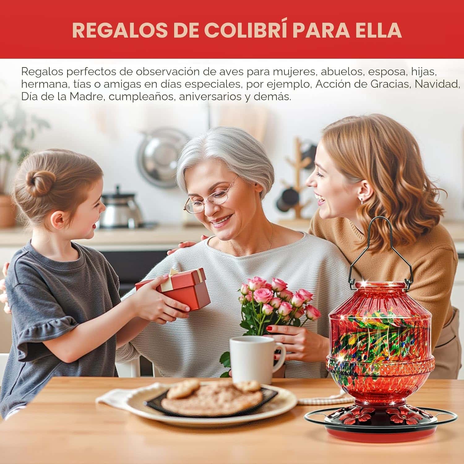 Bebedero Colgante De Nectar Para Aves Silvestres Jardin 360 grados - Imagen 4