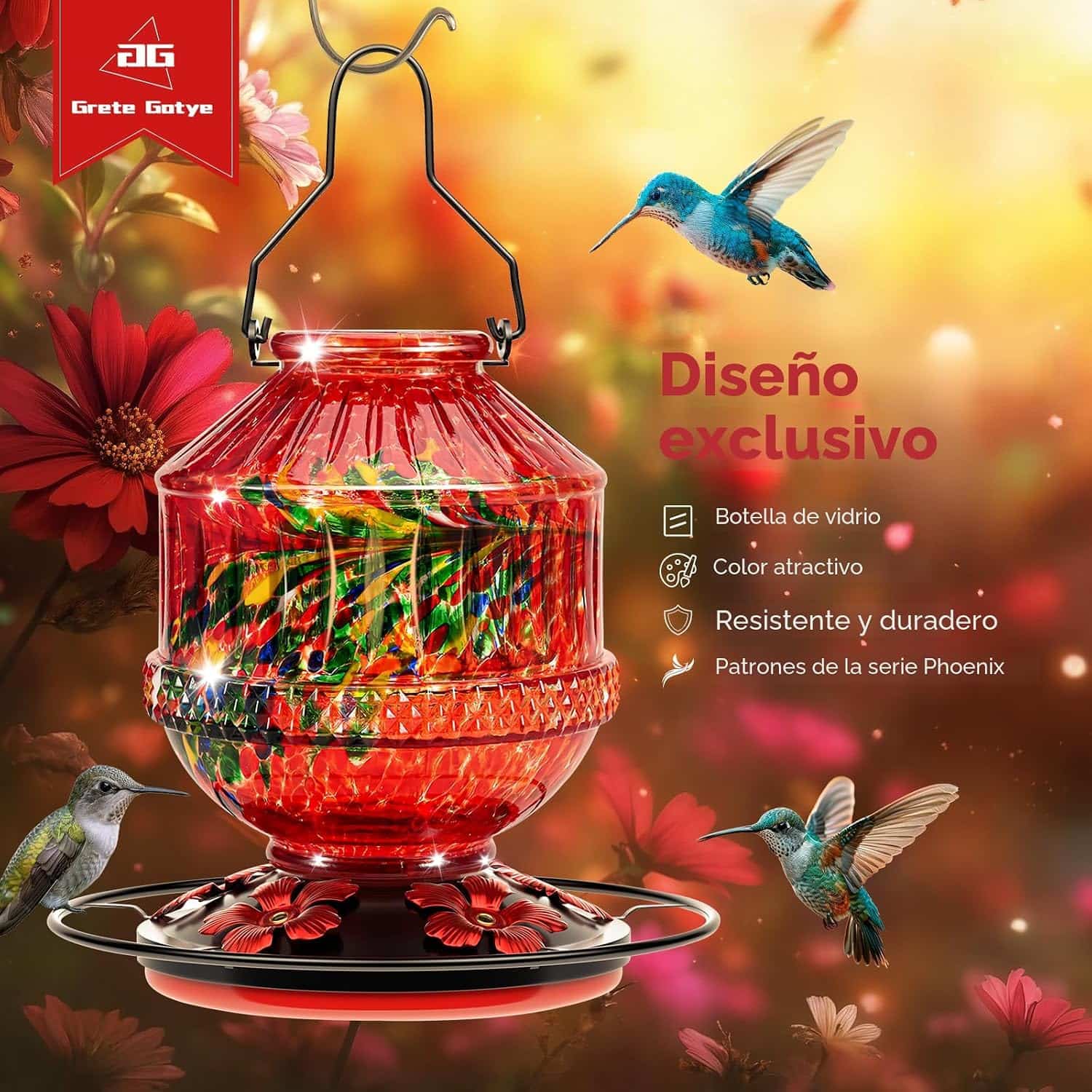 Bebedero Colgante De Nectar Para Aves Silvestres Jardin 360 grados - Imagen 5