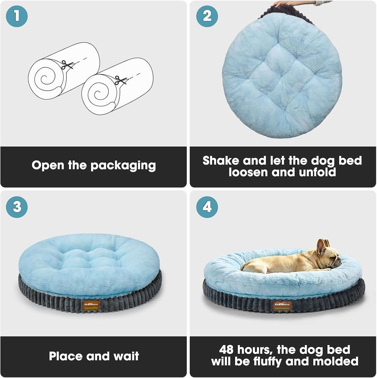 cama ortopedica redonda para perros grandes cleva home de 106 centimetros con funda lavable color azul hielo