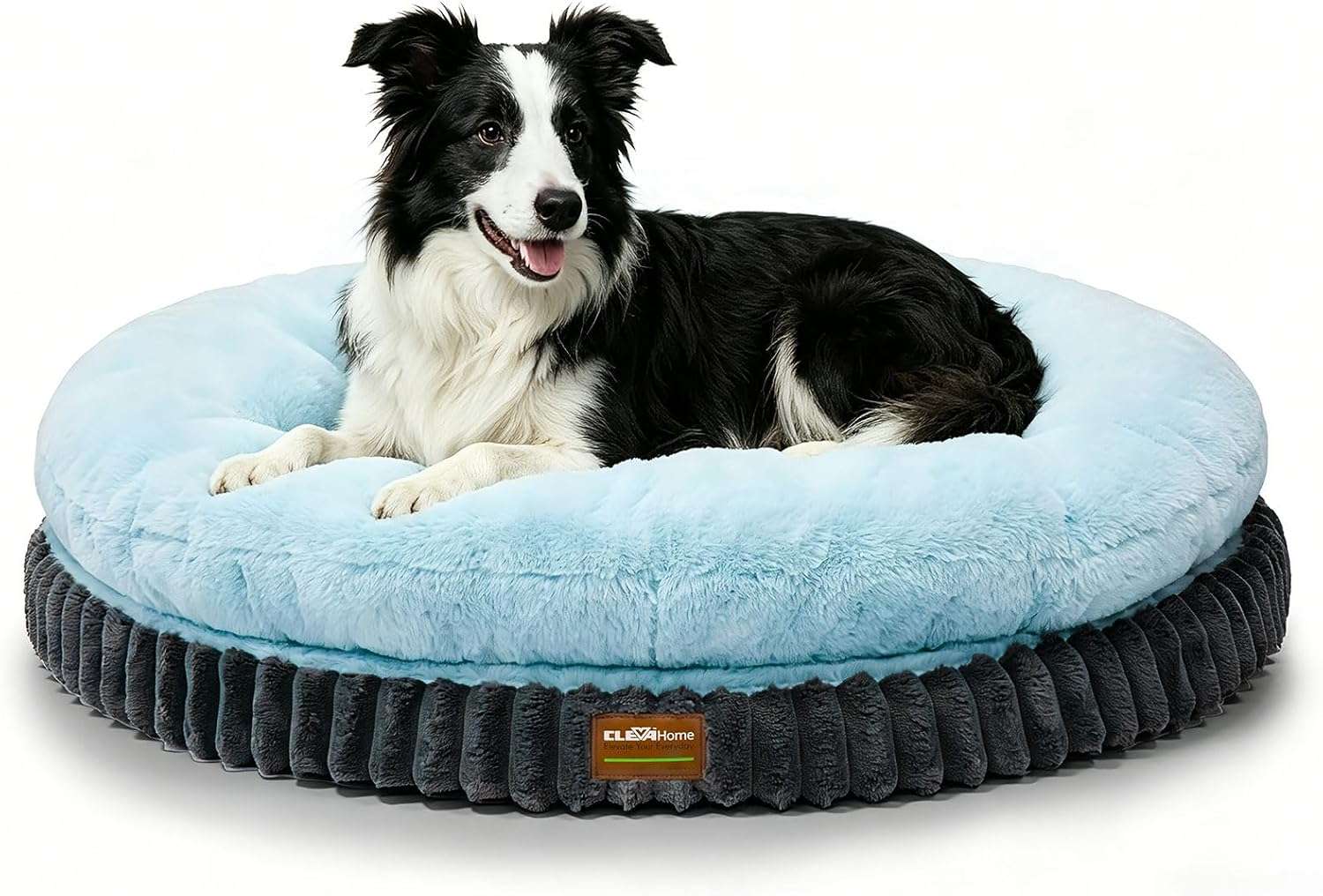 cama ortopedica redonda para perros grandes cleva home de 106 centimetros con funda lavable color azul hielo