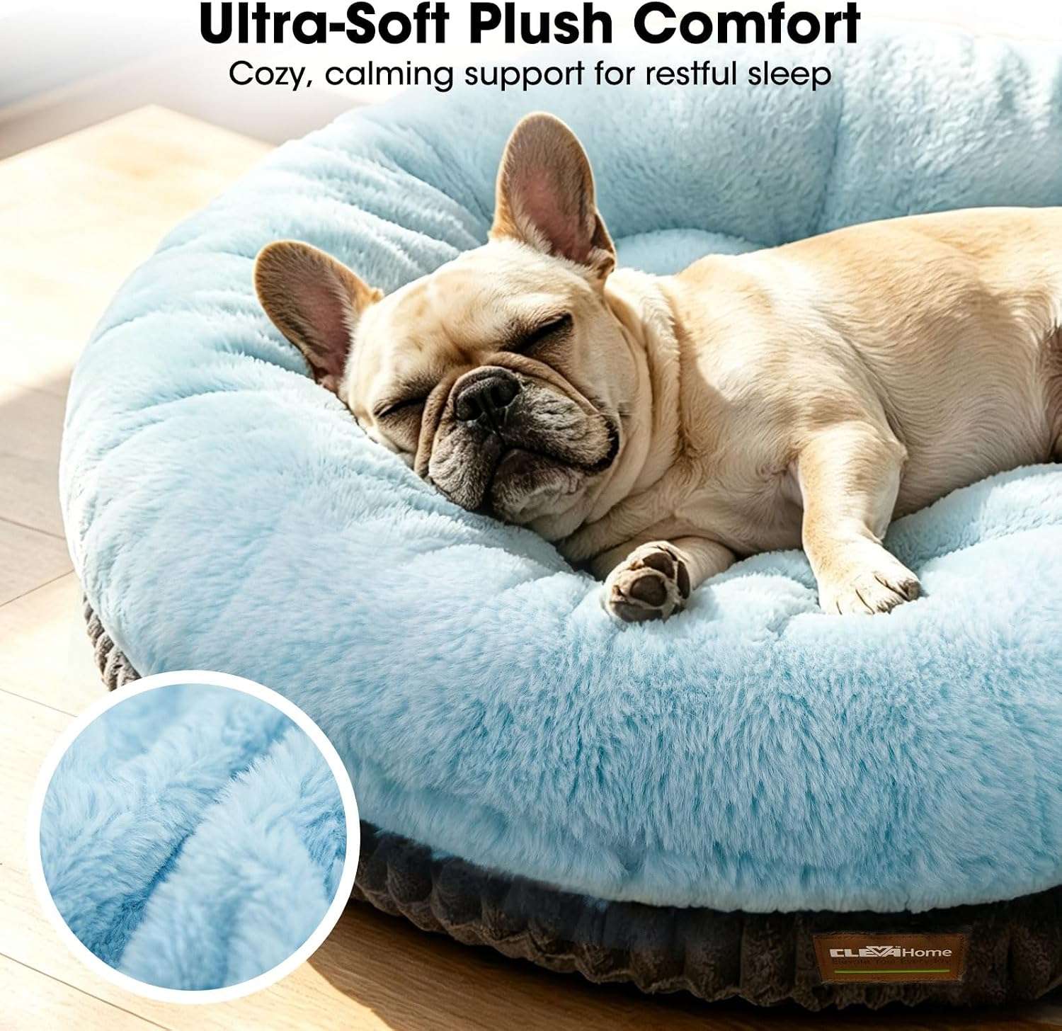 cama ortopedica redonda para perros grandes cleva home de 106 centimetros con funda lavable color azul hielo
