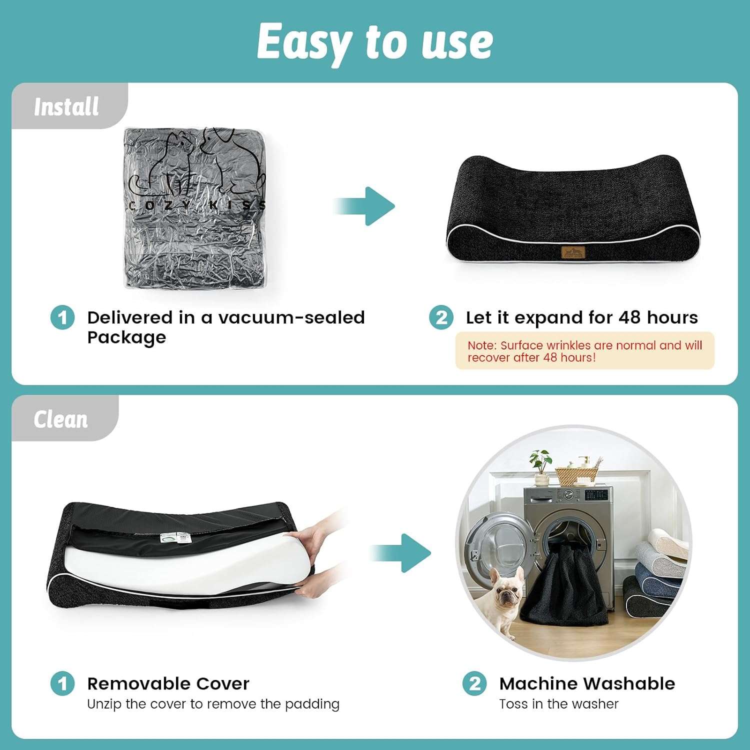 cama ortopedica forma de barco para perros grandes cozy kiss con funda lavable e impermeable
