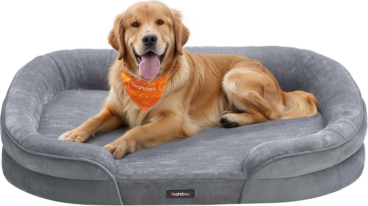 cama ortopedica para perros medianos feandrea de 76 centimetros con bordes elevados y funda lavable