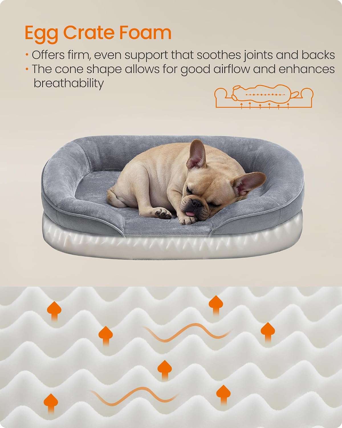 cama ortopedica para perros medianos feandrea de 76 centimetros con bordes elevados y funda lavable