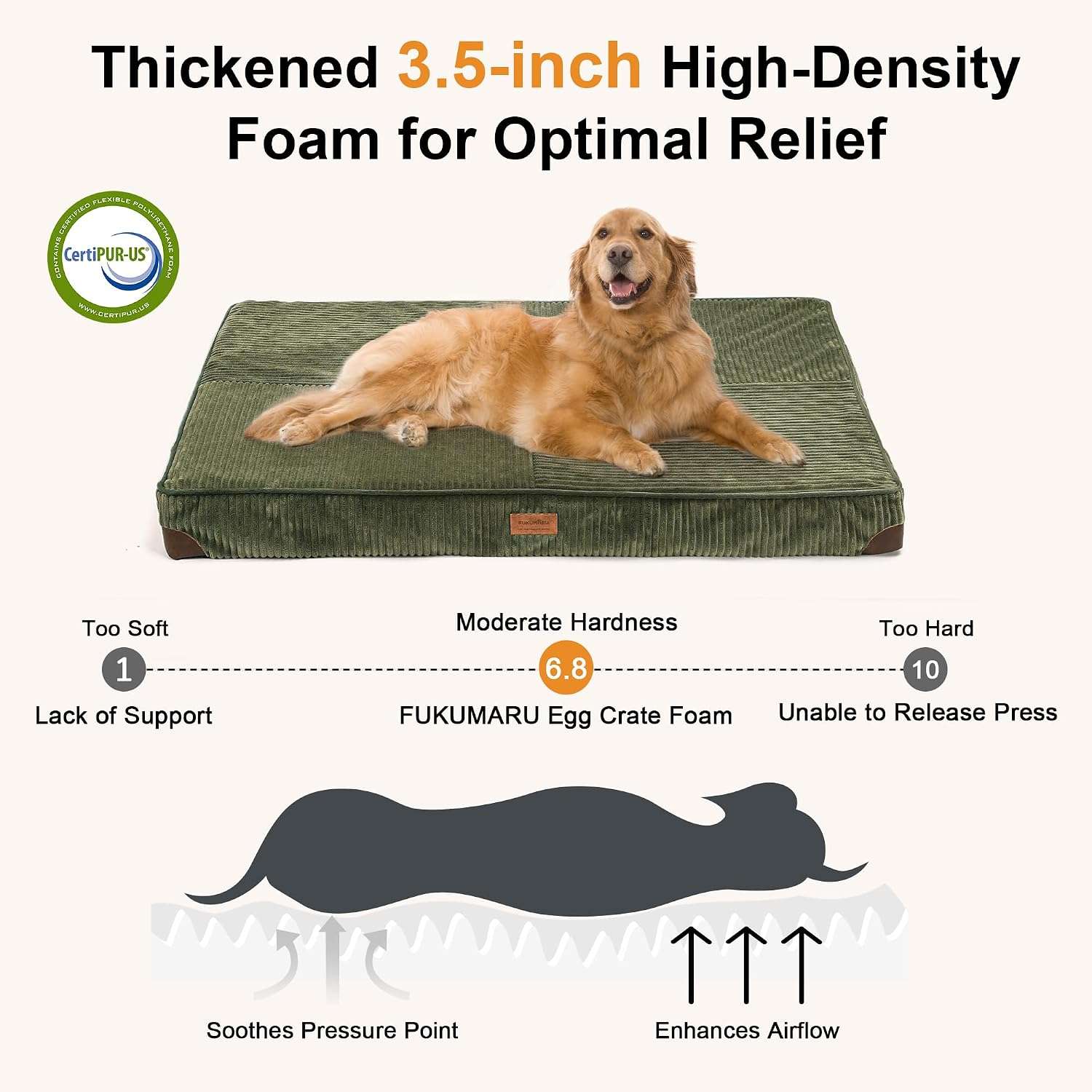 cama ortopedica de pana para perros grandes fukumaru con espuma gruesa y funda lavable