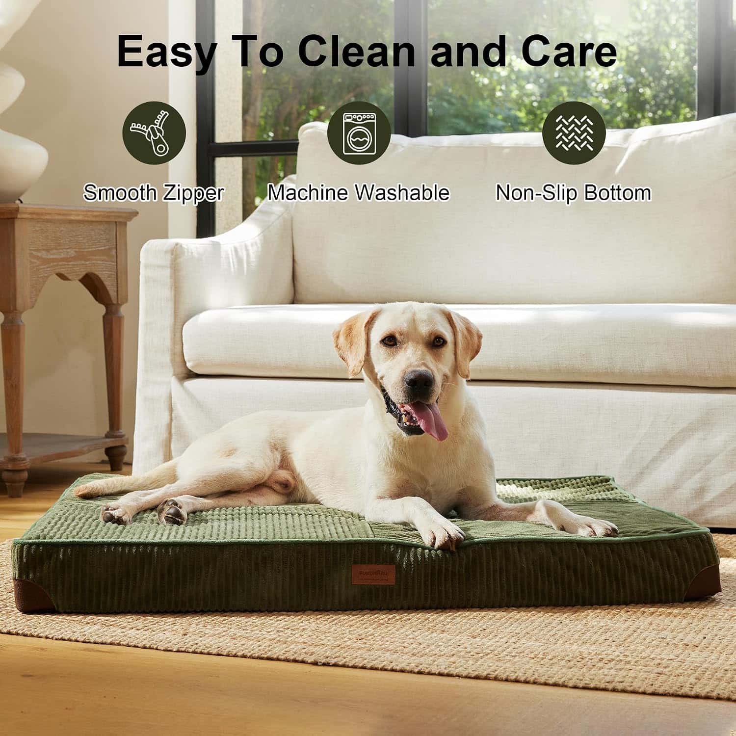 cama ortopedica de pana para perros grandes fukumaru con espuma gruesa y funda lavable