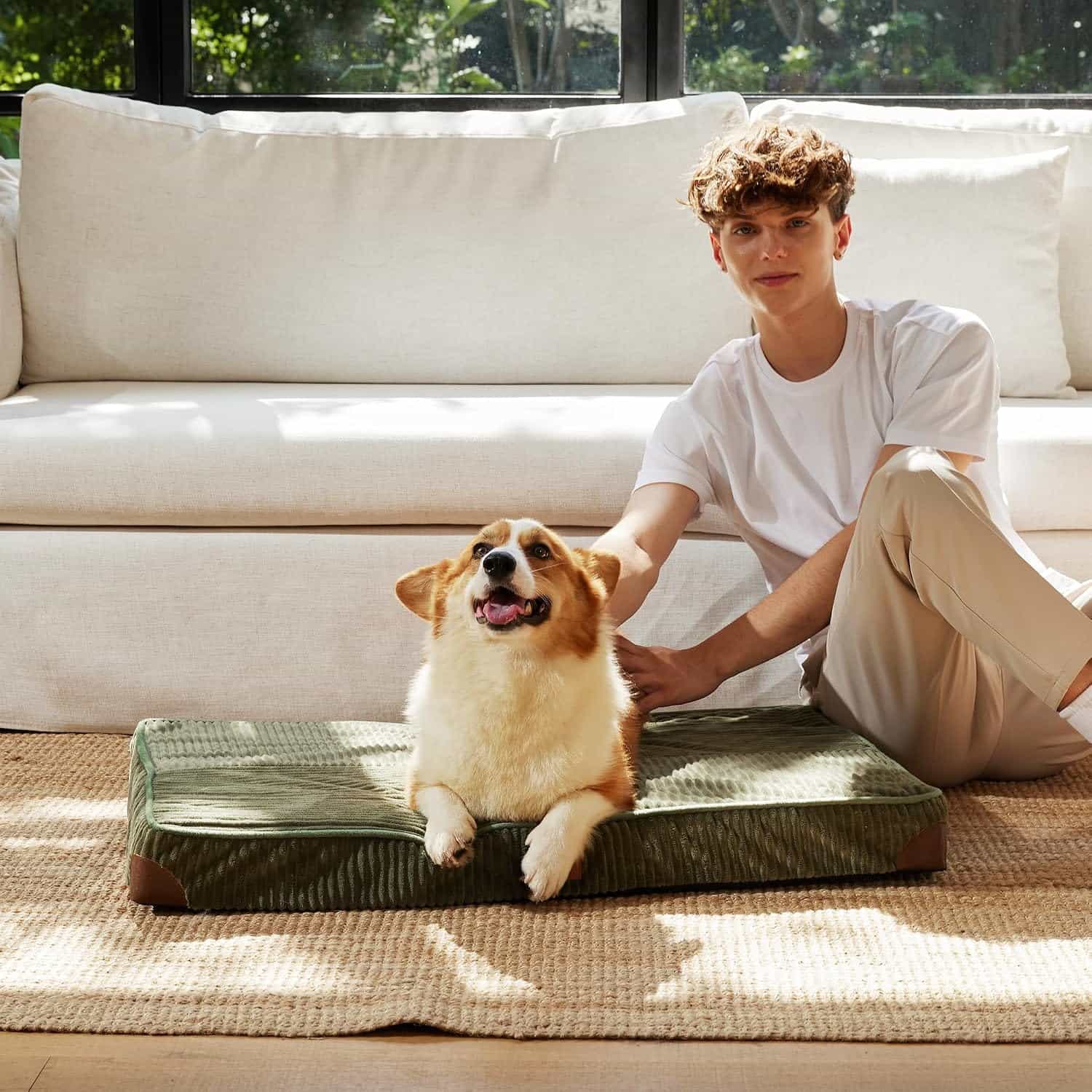 cama ortopedica de pana para perros grandes fukumaru con espuma gruesa y funda lavable