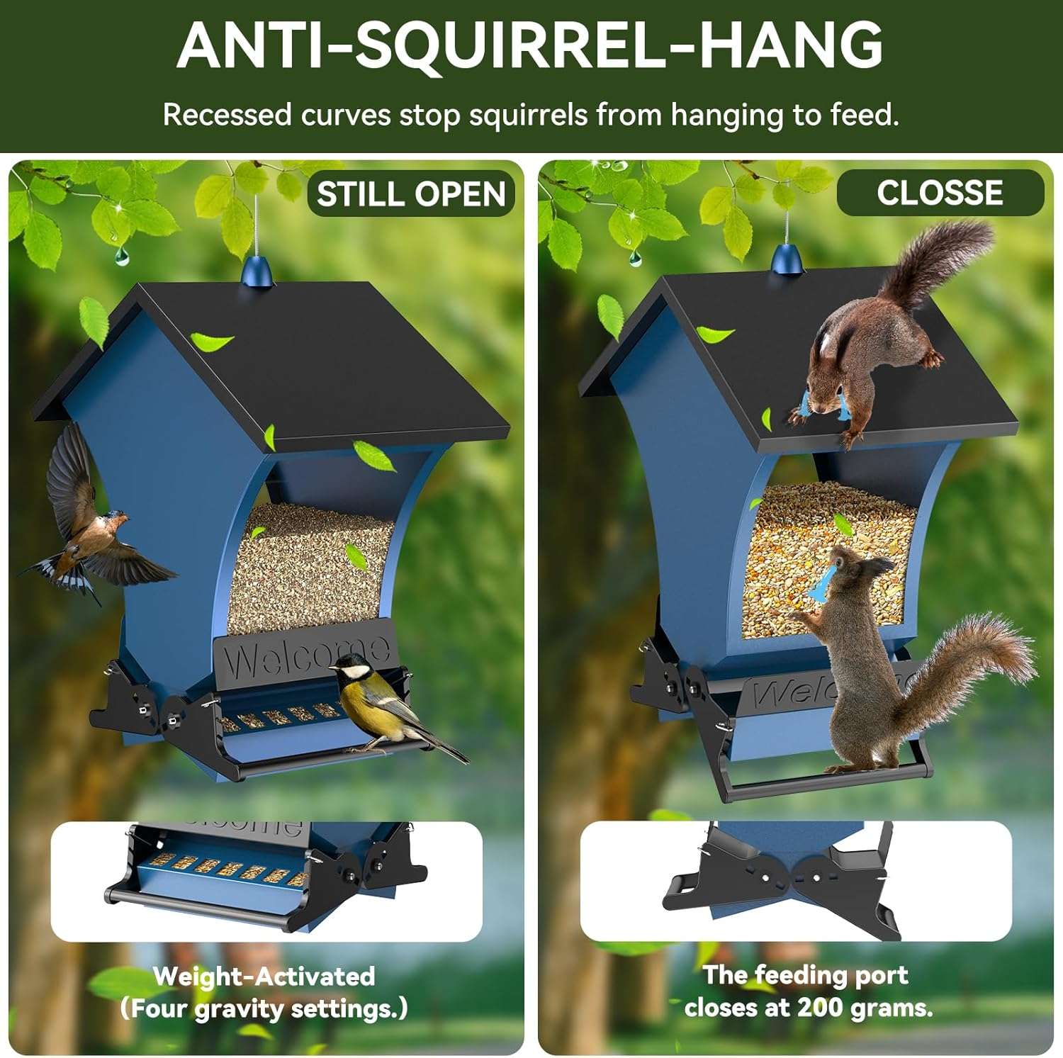 comedero colgante de metal a prueba de ardillas para aves silvestres