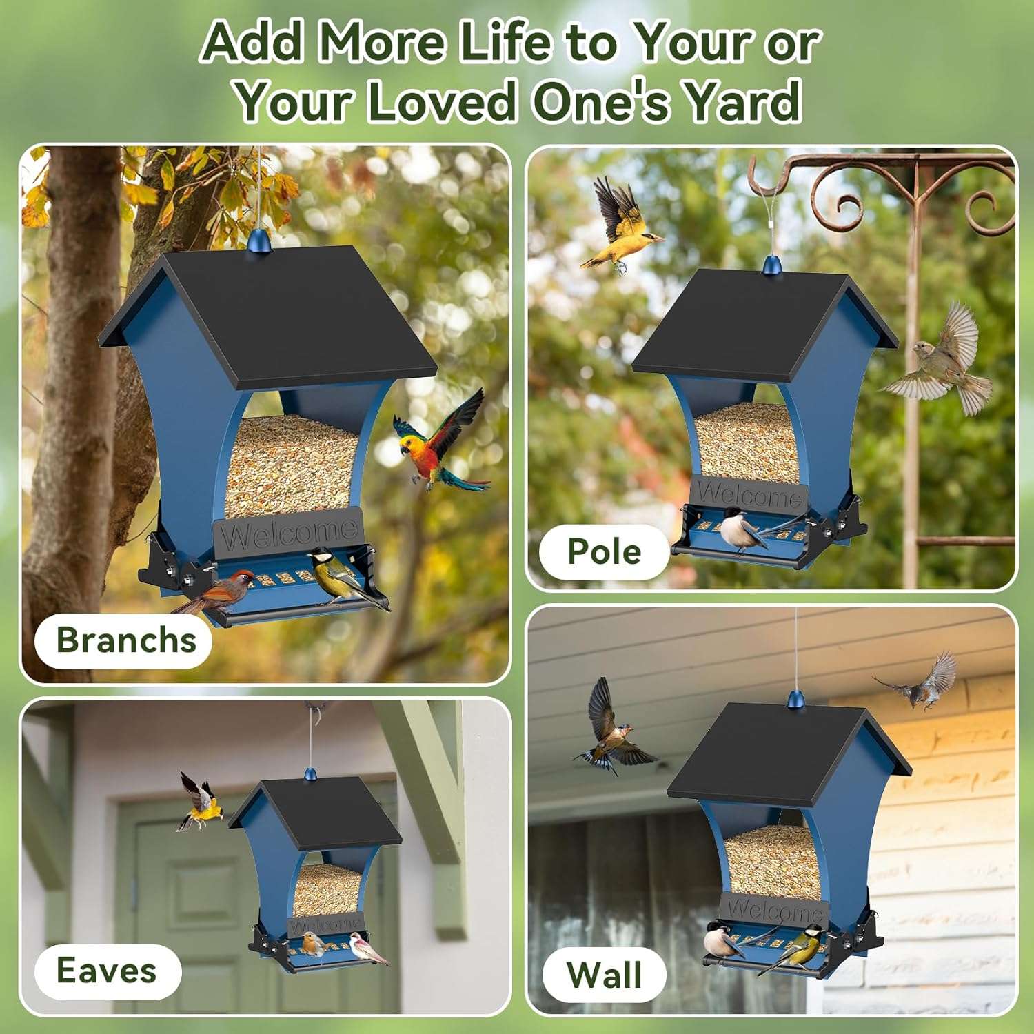comedero colgante de metal a prueba de ardillas para aves silvestres