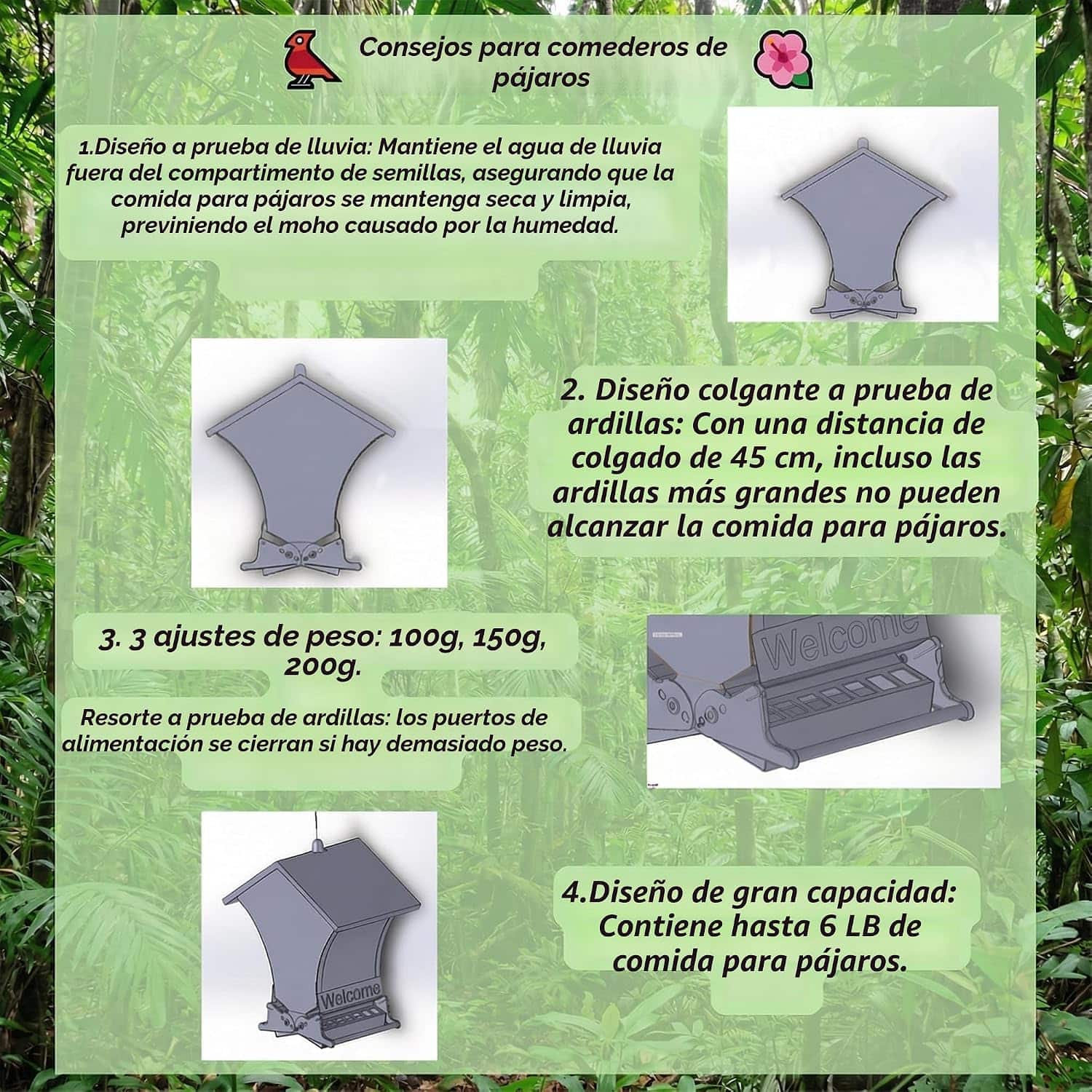 comedero colgante de metal a prueba de ardillas para aves silvestres