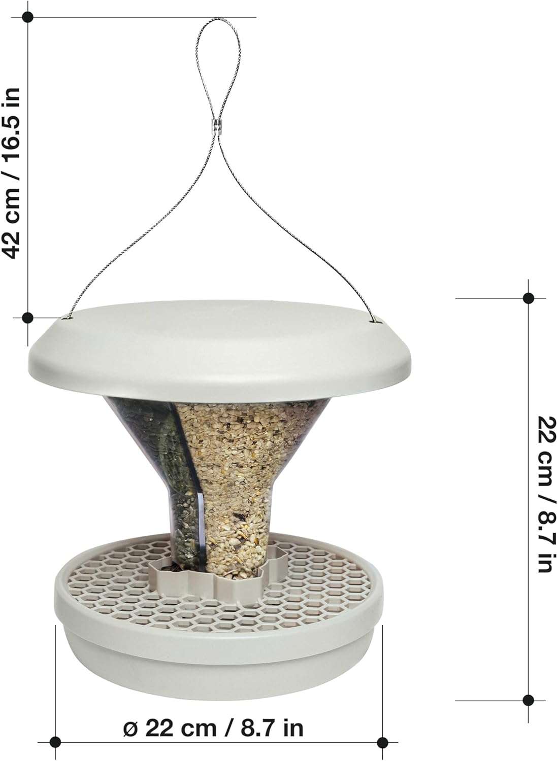 Comedero Colgante Para Pajaros Exterior Anti Derrames Doble Camara - Imagen 8