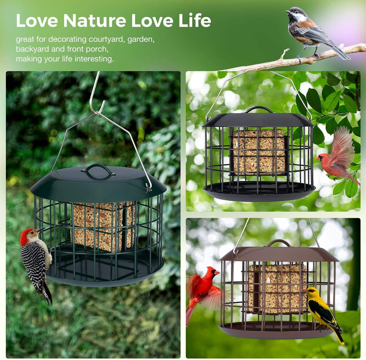 Comedero De Sebo Para Pajaros Anti Ardillas Metalico Negro 3.81cm - Imagen 7
