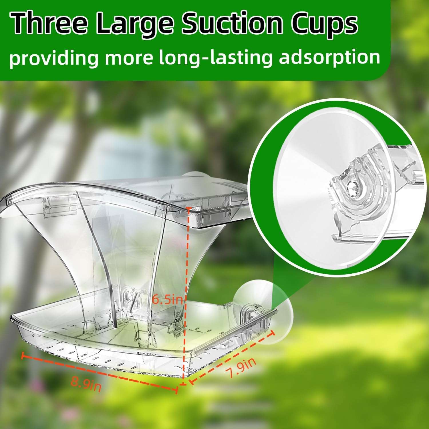 comedero transparente de ventana para pajaros con ventosas fuertes y almacenamiento impermeable