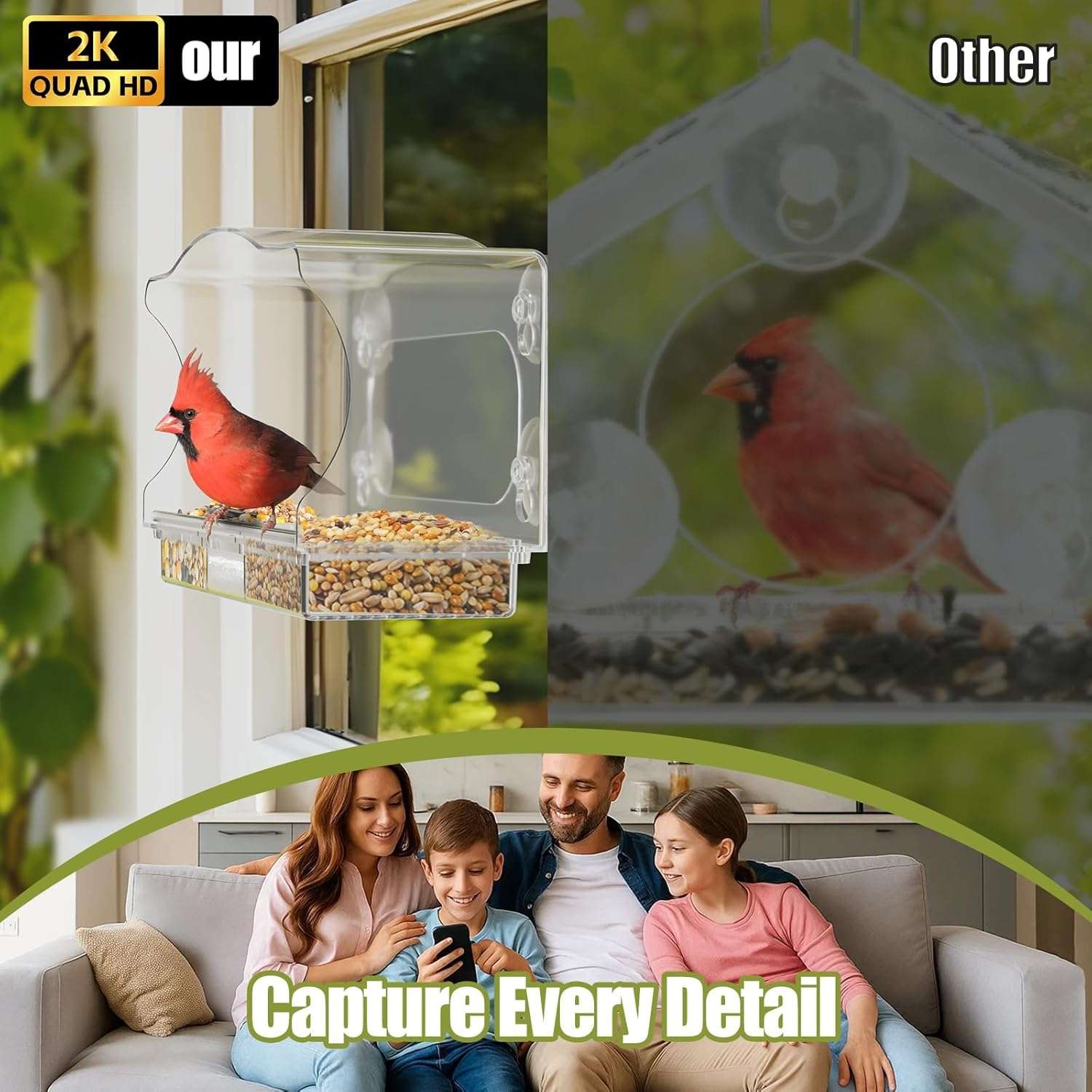 Comedero Inteligente Para Pajaros Con Camara Ventana HD 2K - Imagen 4