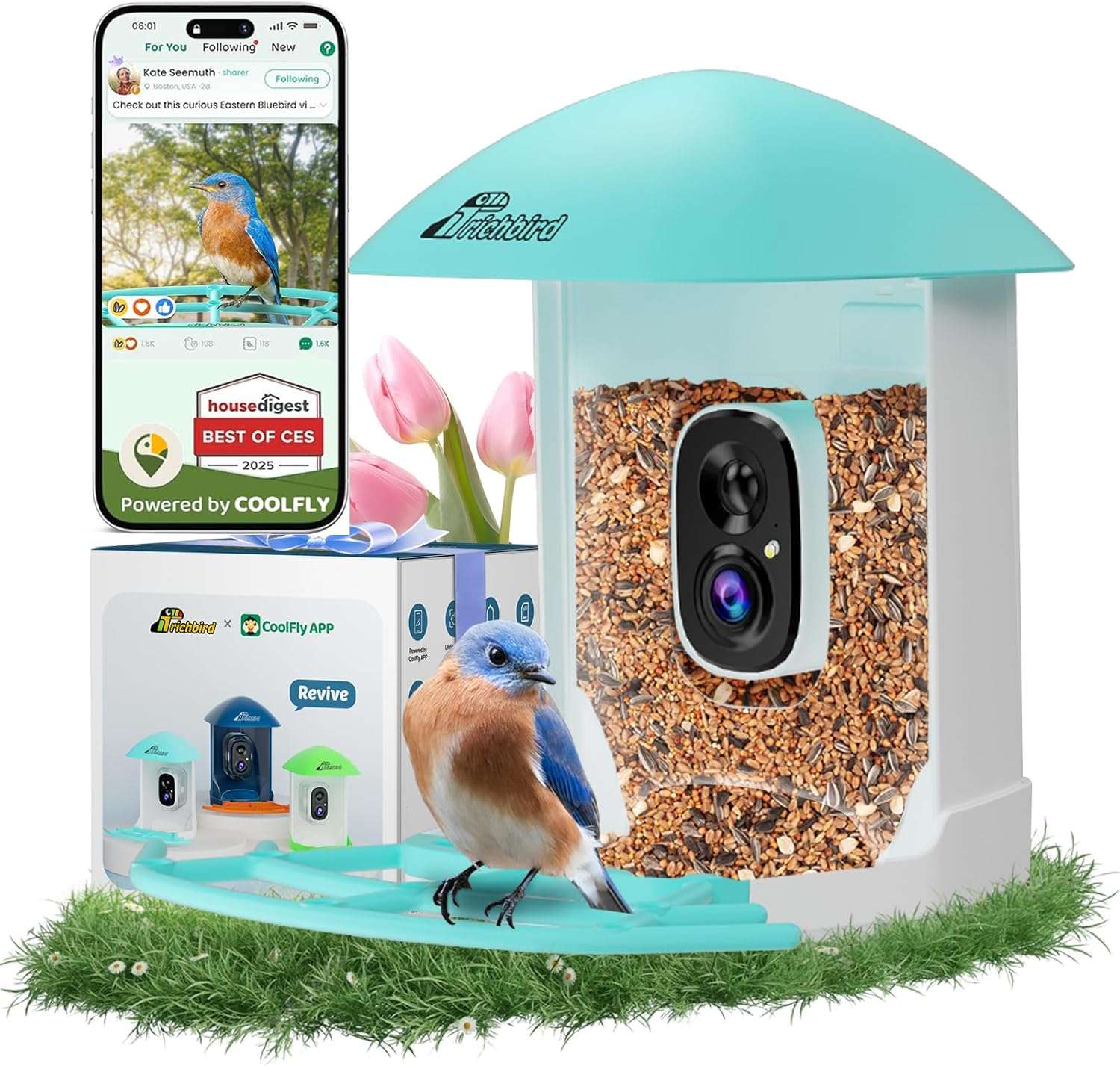 comedero inteligente para pajaros con camara wifi energia solar y aplicacion movil