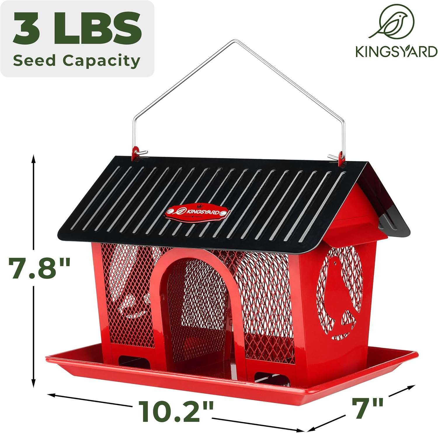 Comedero Metalico Para Pajaros Exterior Doble Compartimento Rojo 1.36 Kg - Imagen 3