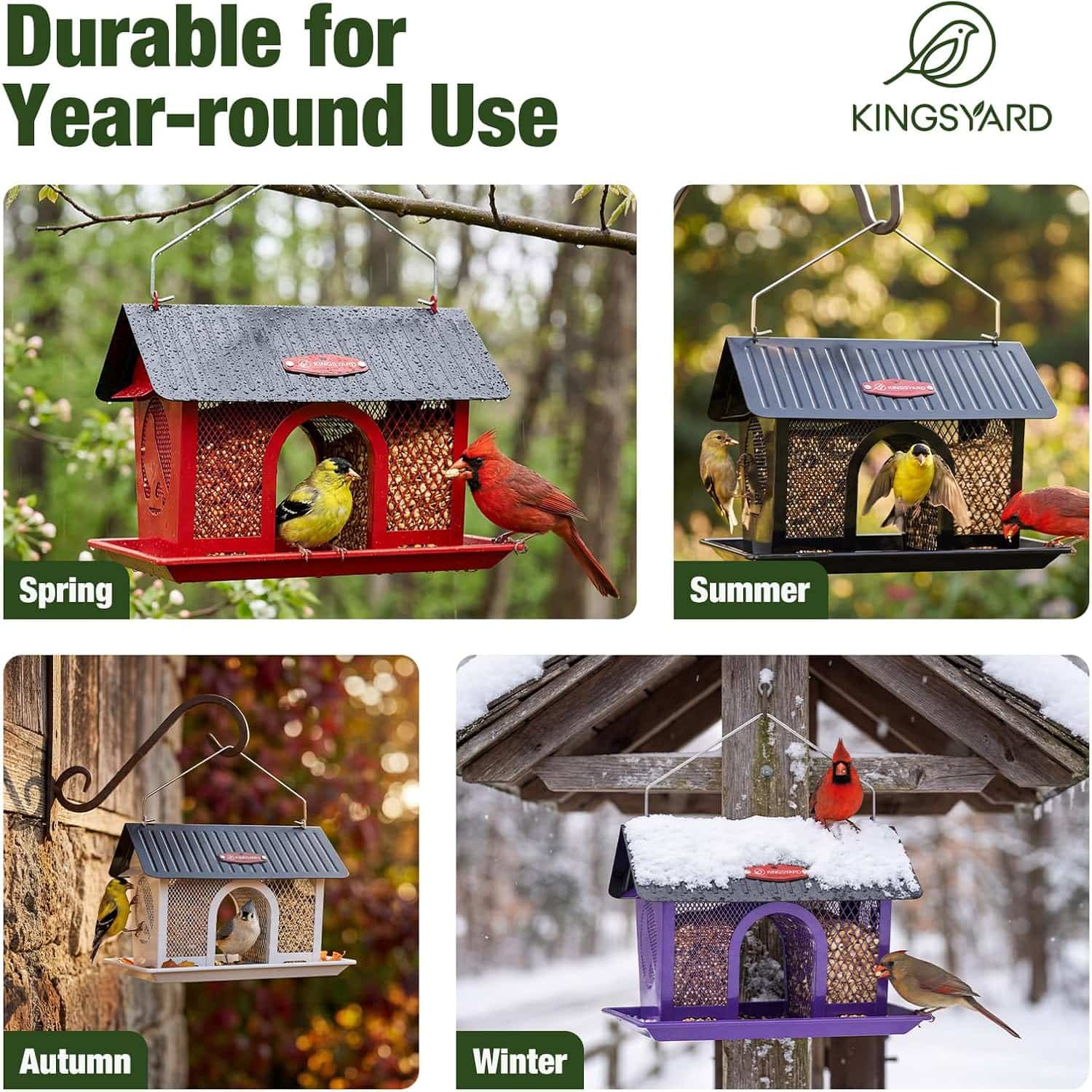 Comedero Metalico Para Pajaros Exterior Doble Compartimento Rojo 1.36 Kg - Imagen 7