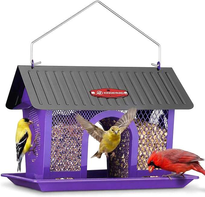 Comedero Metalico Para Pajaros Exterior Doble Compartimento Rojo 1.36 Kg - Imagen 10