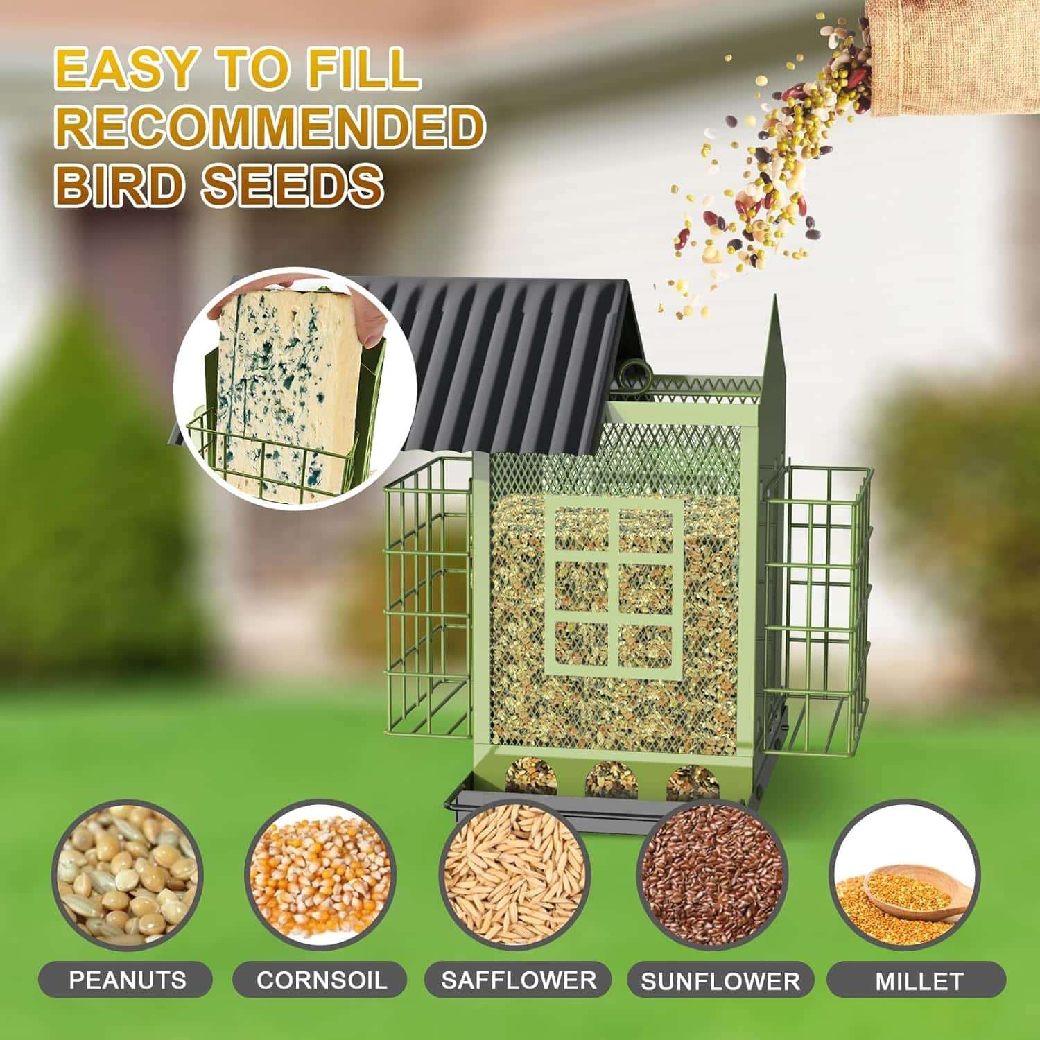 Comedero Metalico Para Pajaros Exterior Doble Jaula 1.68 kg - Imagen 5