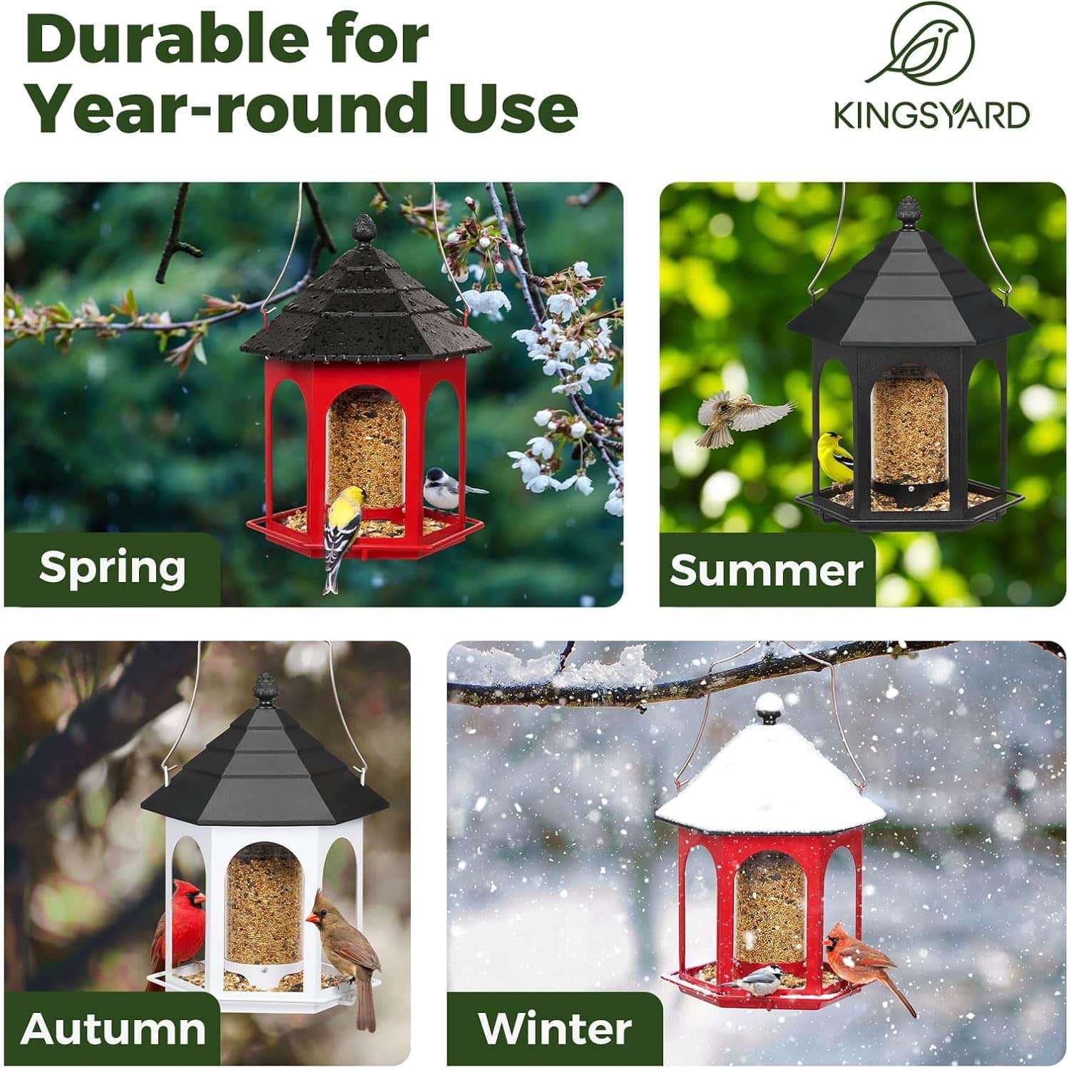 Comedero Metalico Para Pajaros Exterior Negro 1.36 Kilos Protector Lluvia - Imagen 7