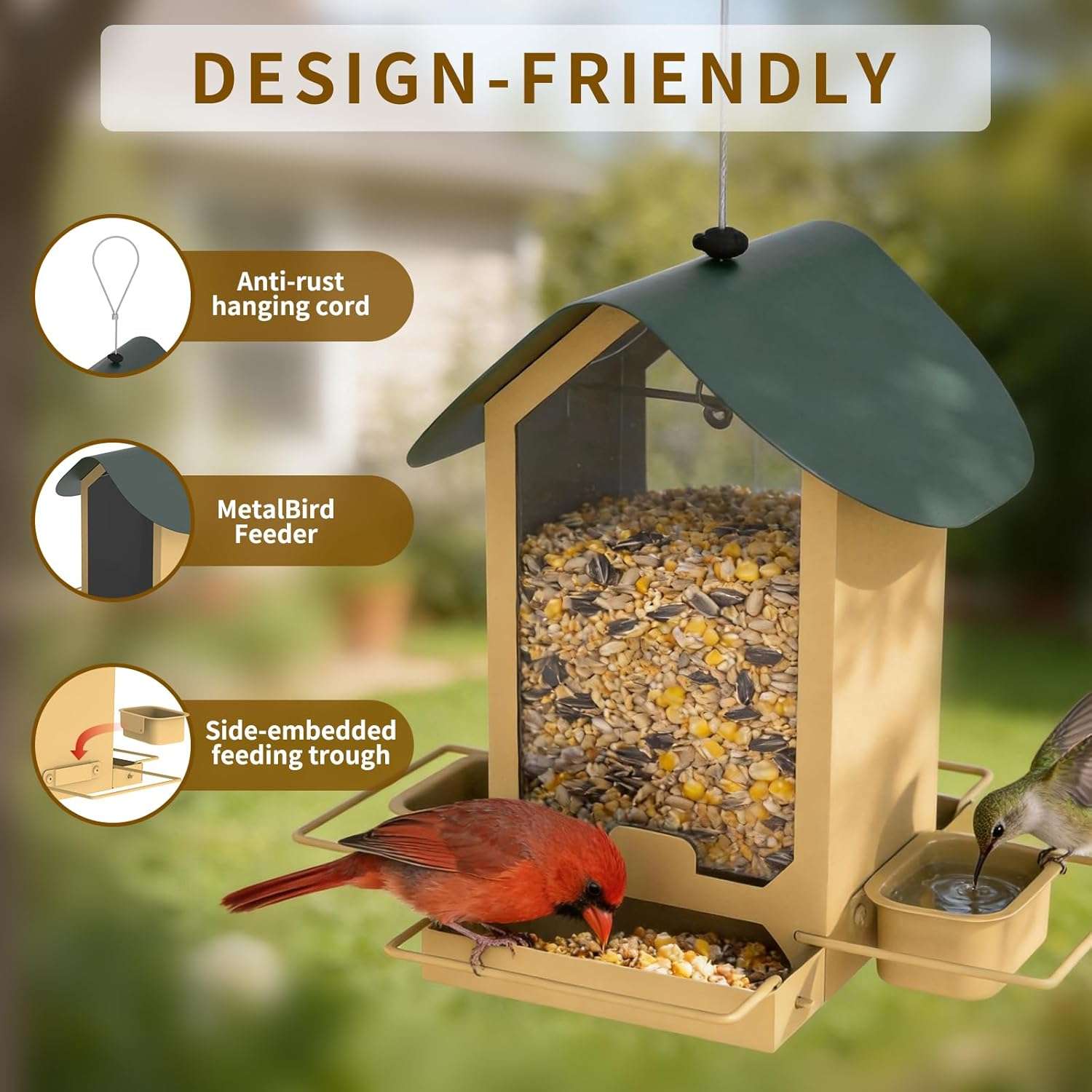 Comedero Para Pajaros Exterior Metalico Bandejas Desmontables 1.36 Kg - Imagen 5