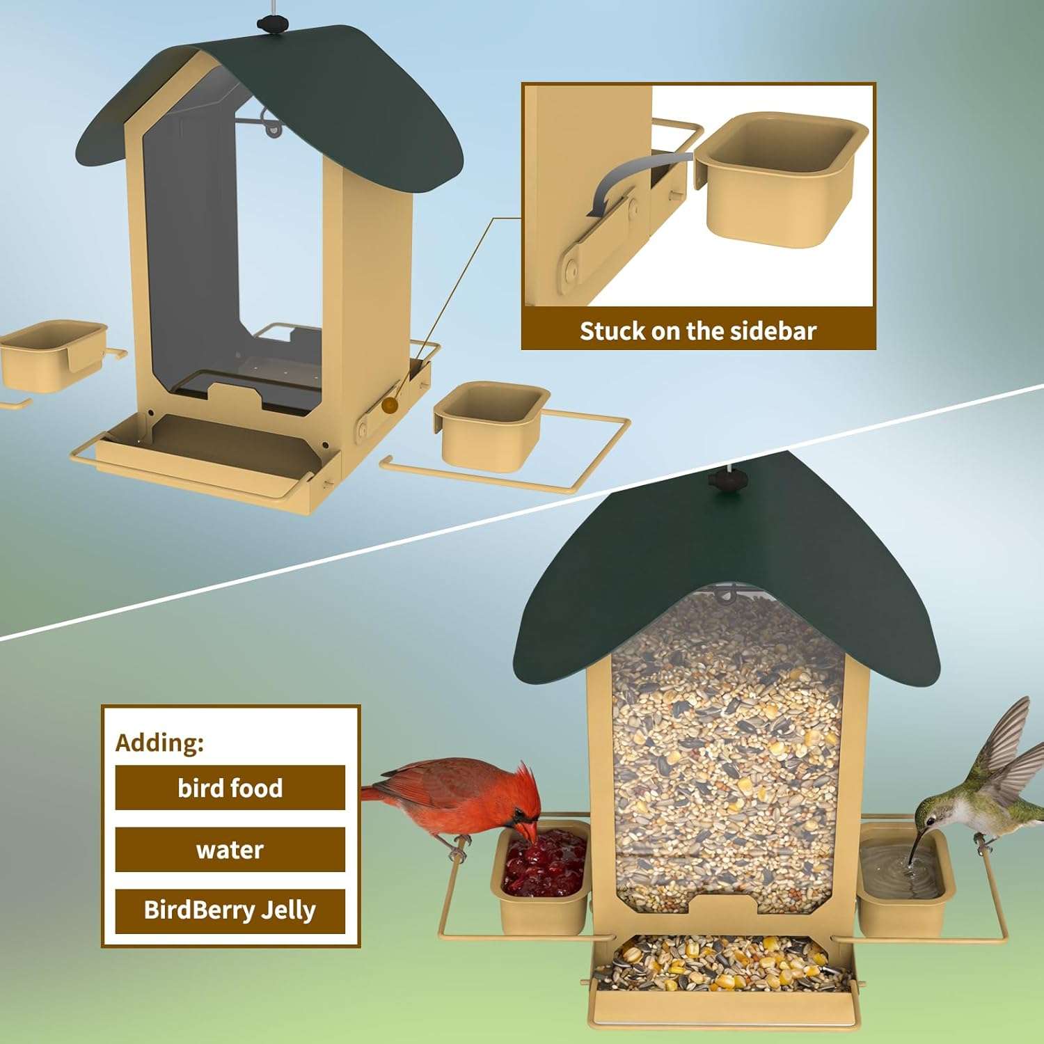 Comedero Para Pajaros Exterior Metalico Bandejas Desmontables 1.36 Kg - Imagen 4