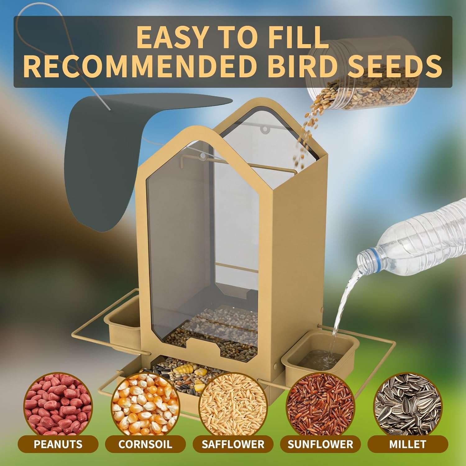 Comedero Para Pajaros Exterior Metalico Bandejas Desmontables 1.36 Kg - Imagen 3