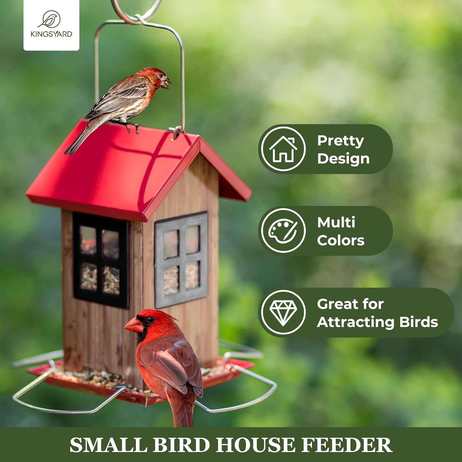 Comedero Para Pajaros Exterior Metalico Forma Casa 4 Puertos 680 Gramos - Imagen 6