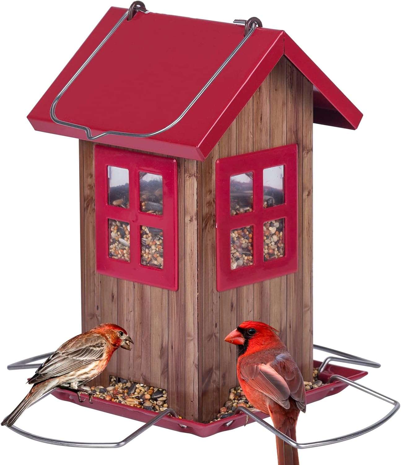 Comedero Para Pajaros Exterior Metalico Forma Casa 4 Puertos 680 Gramos - Imagen 9