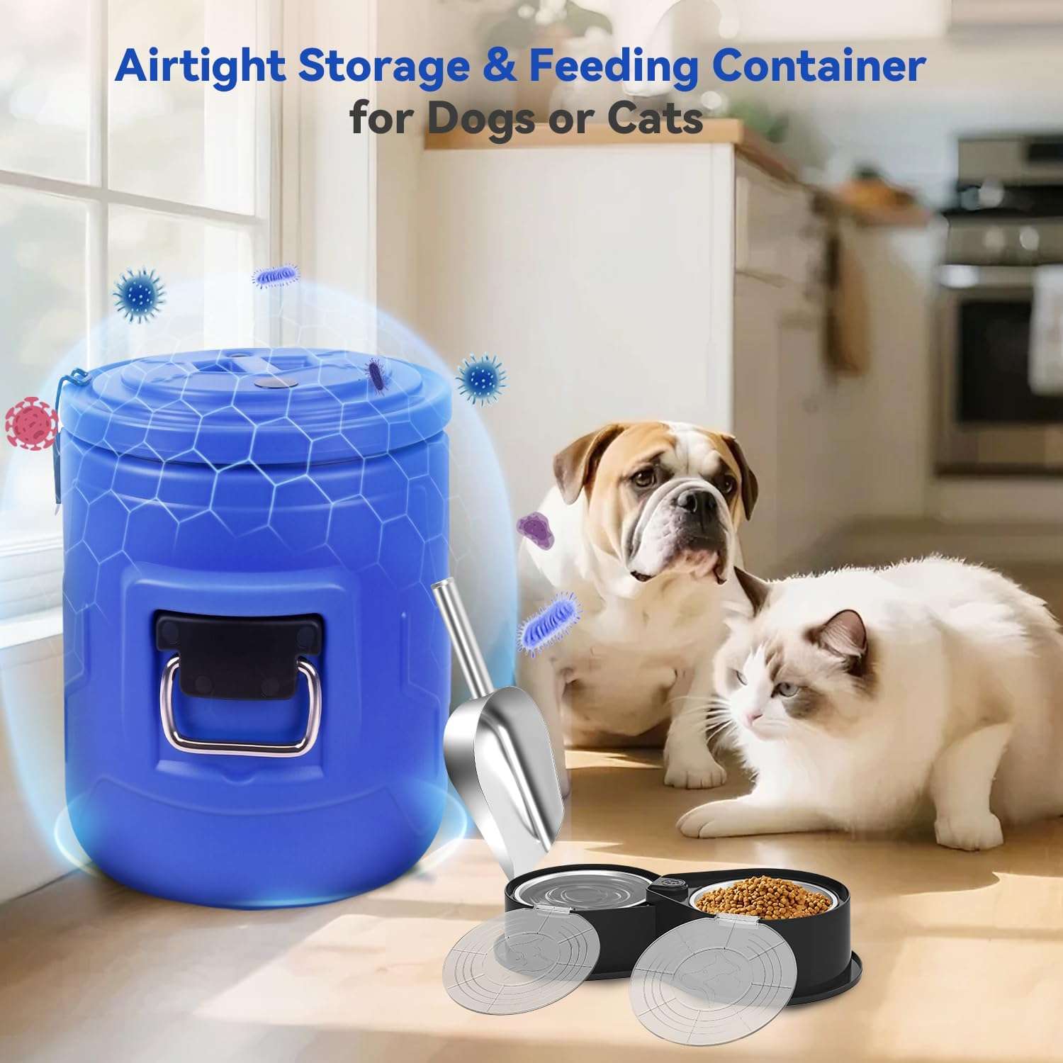 Contenedor Hermetico Alimento Perros 9 Kg Acero Inoxidable 32x42x30 cm - Imagen 3