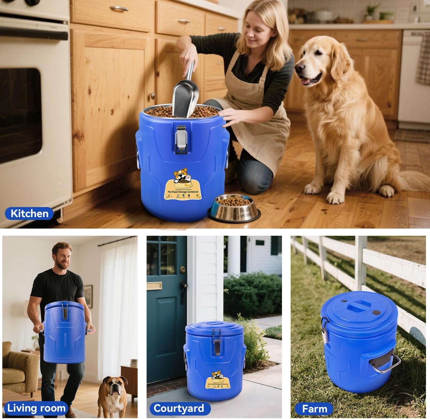 Contenedor Hermetico Alimento Perros 9 Kg Acero Inoxidable 32x42x30 cm - Imagen 2