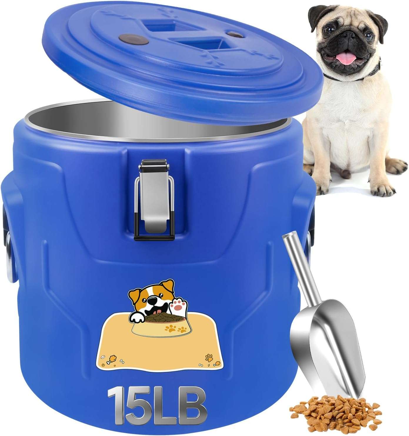 Contenedor Hermetico Alimento Perros 9 Kg Acero Inoxidable 32x42x30 cm - Imagen 8