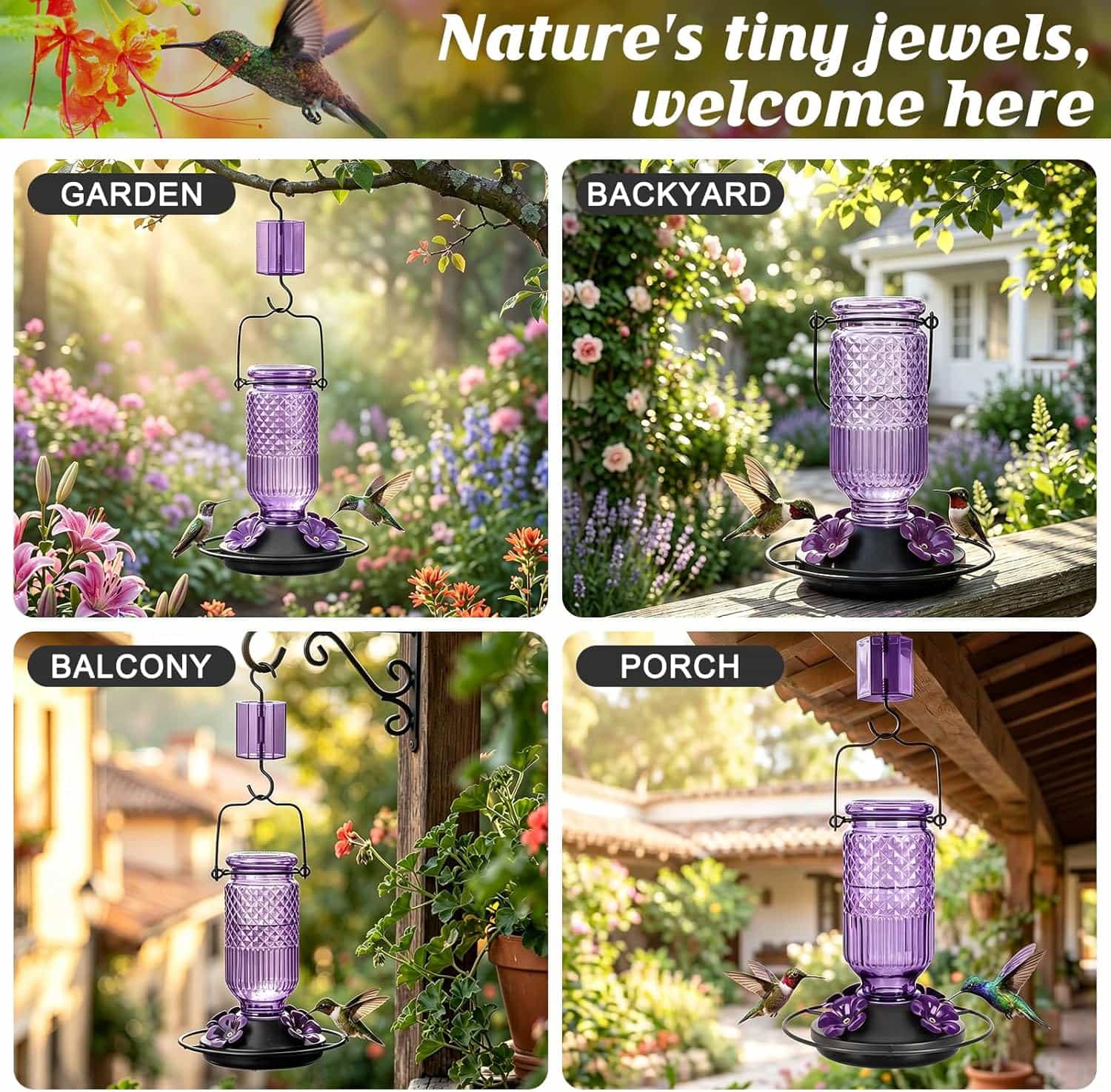 Dispensador De Nectar Picaflores Jardin Morado Anti Hormigas - Imagen 7