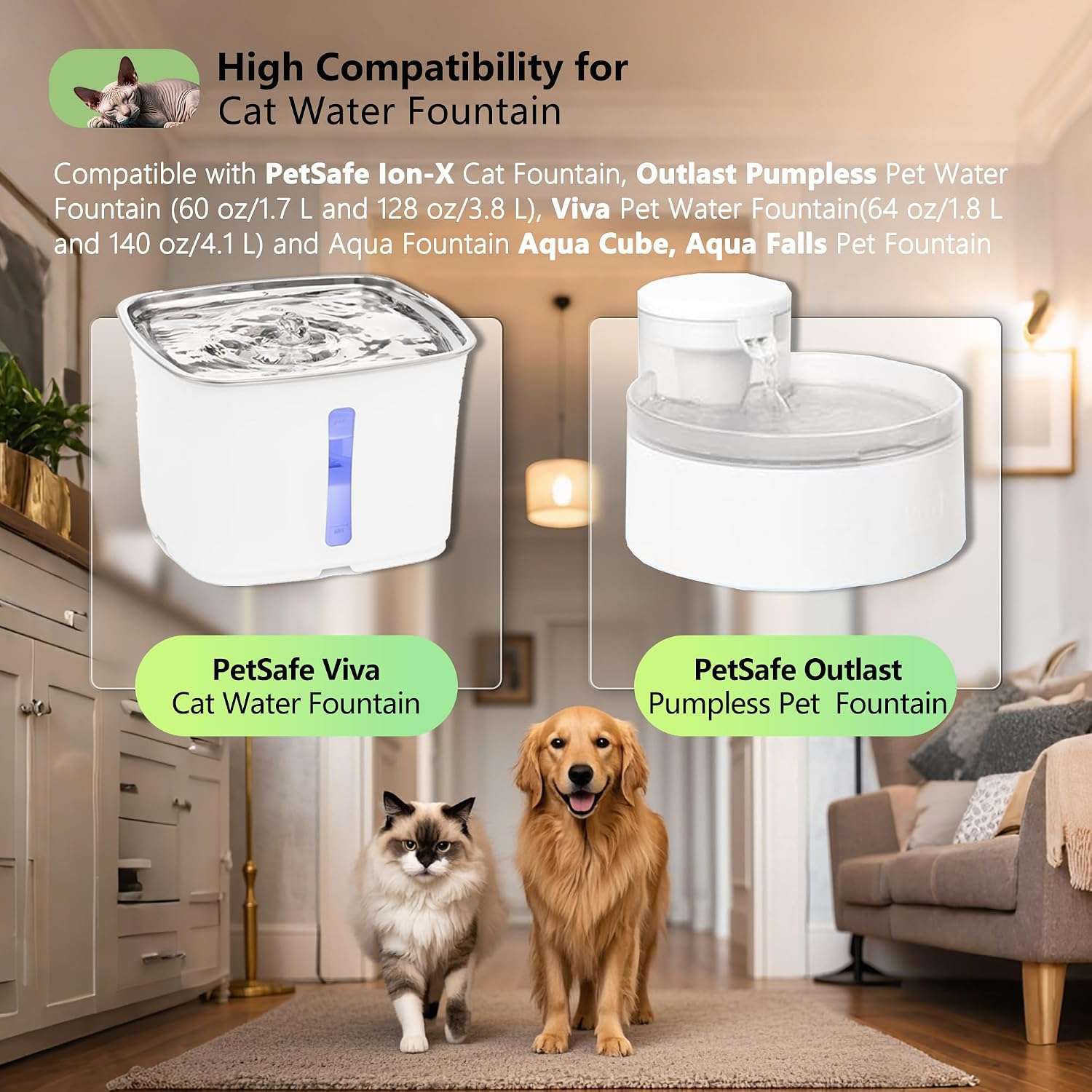 paquete de 16 filtros de repuesto y esponjas para fuente de agua de gatos