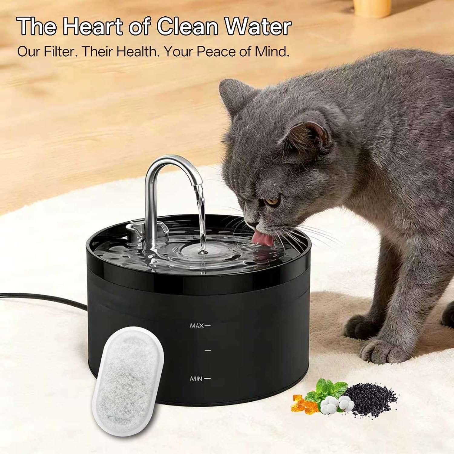 paquete de 32 filtros de repuesto y esponjas para fuente de agua de gatos de acero inoxidable