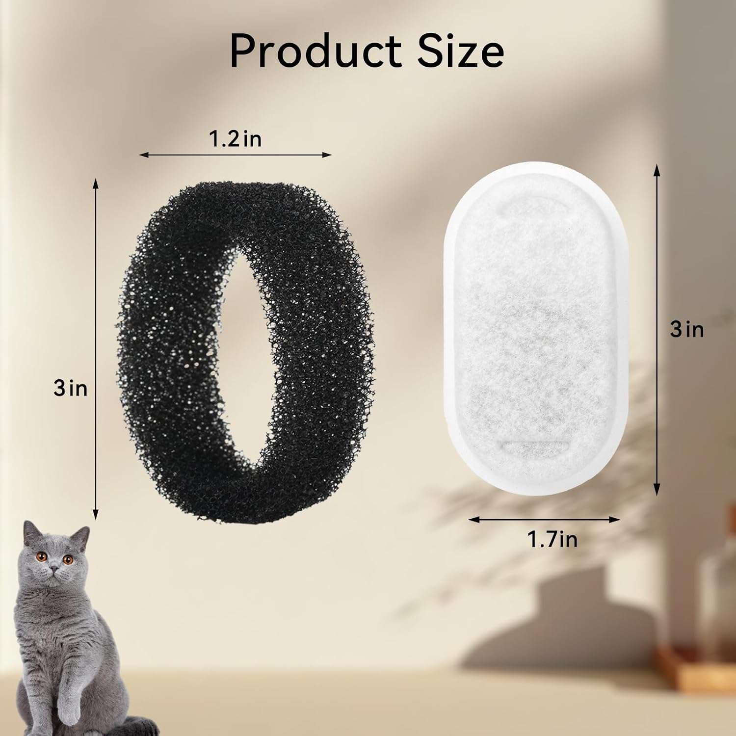 paquete de 32 filtros de repuesto y esponjas para fuente de agua de gatos de acero inoxidable