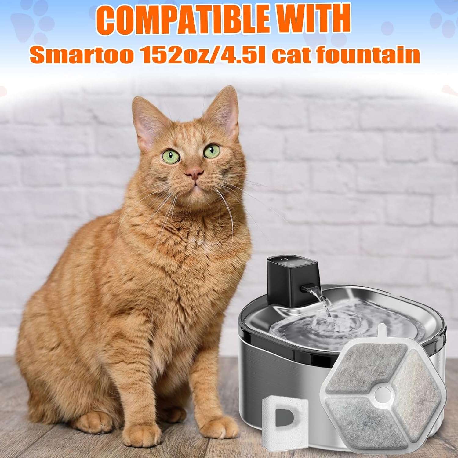 Filtros De Repuesto Para Fuente De Agua Gatos 4.5 litros 16 filtros + 16 esponjas - Imagen 2
