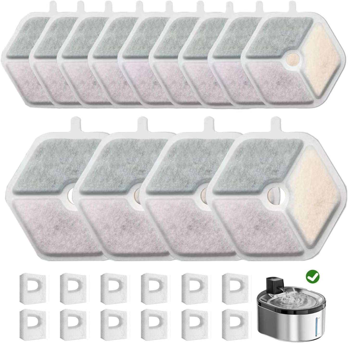 Filtros De Repuesto Para Fuente De Agua Gatos 4.5 litros 16 filtros + 16 esponjas - Imagen 9