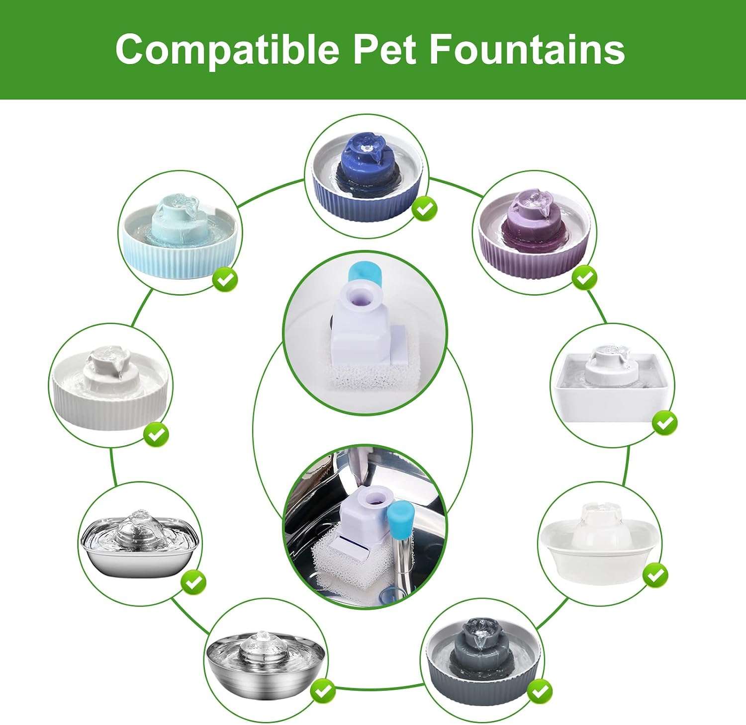 Filtros De Repuesto Para Fuente De Agua Mascotas 2 y 2.6 litros 8 Unidades - Imagen 8