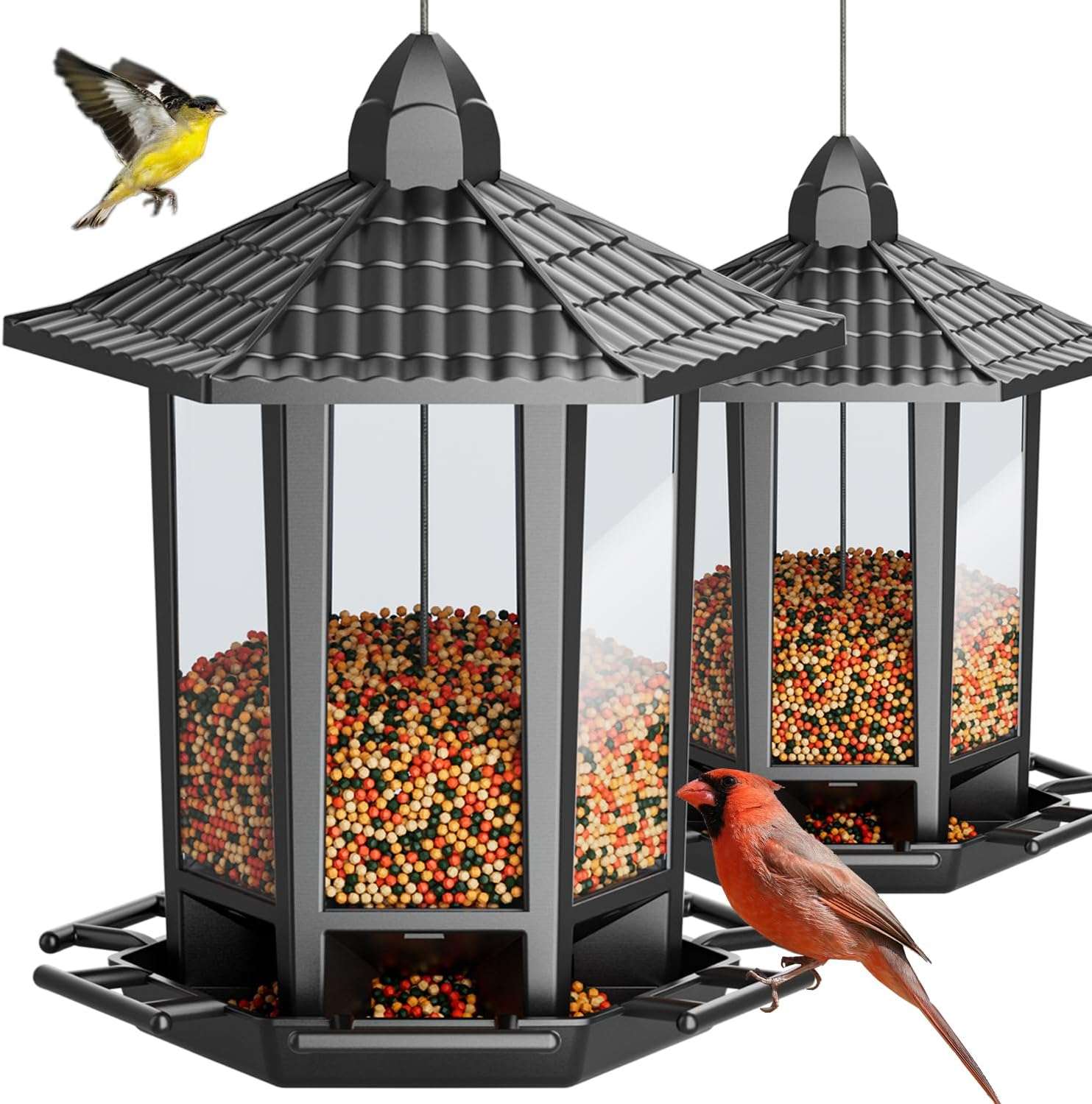 Kit 2 Comederos Colgantes Para Pajaros Exterior Pagoda 2 kg - Imagen 14