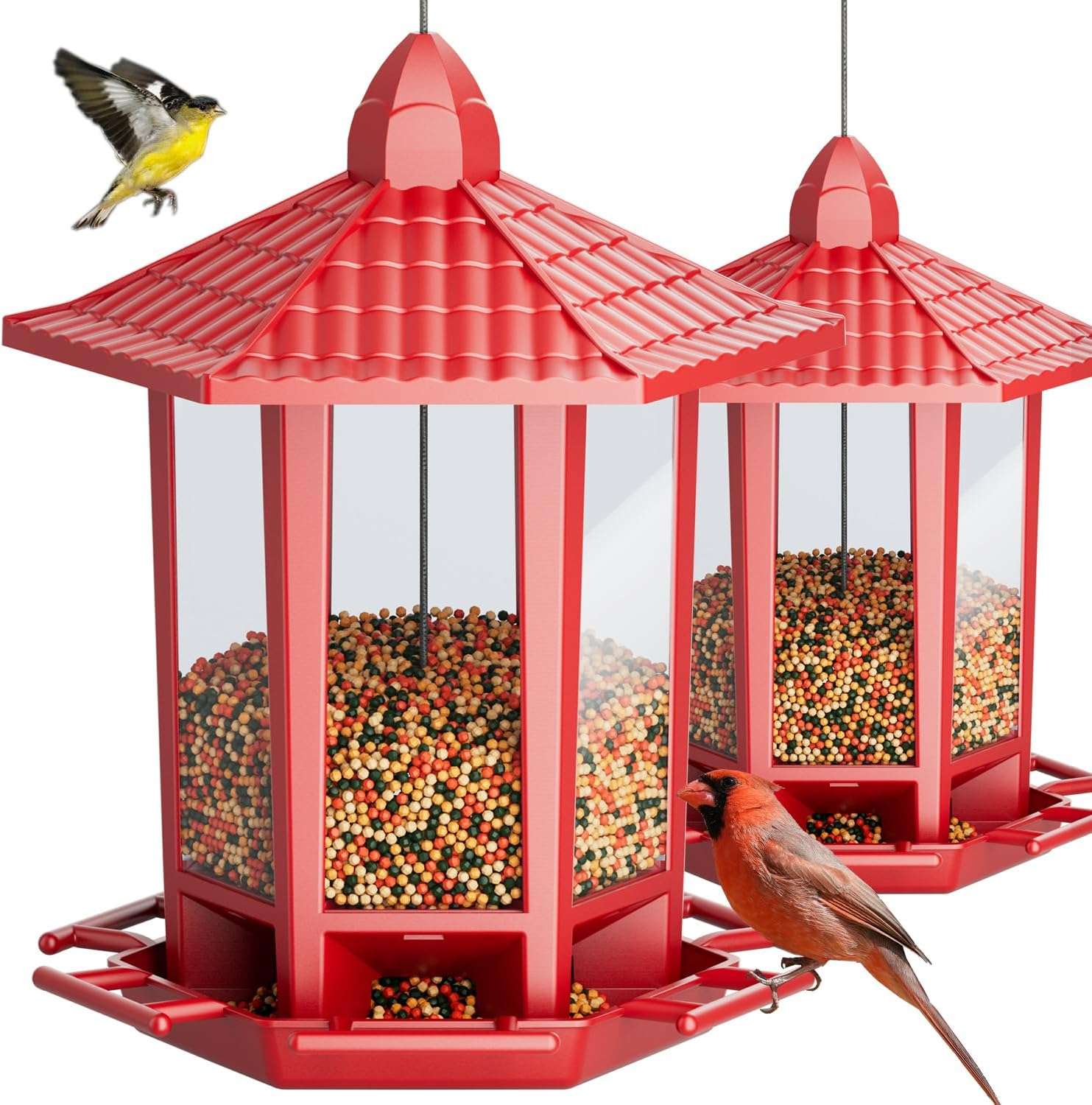Kit 2 Comederos Colgantes Para Pajaros Exterior Pagoda 2 kg - Imagen 12